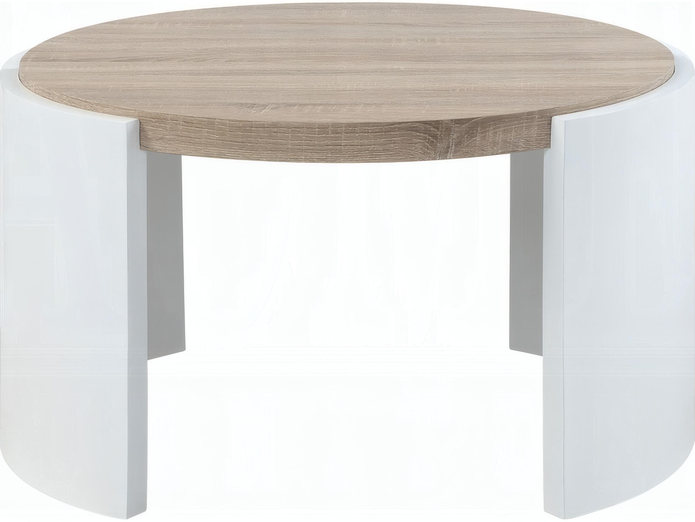 Acme Furniture Zoma Round Wood White High Gloss Oak Coffee Table