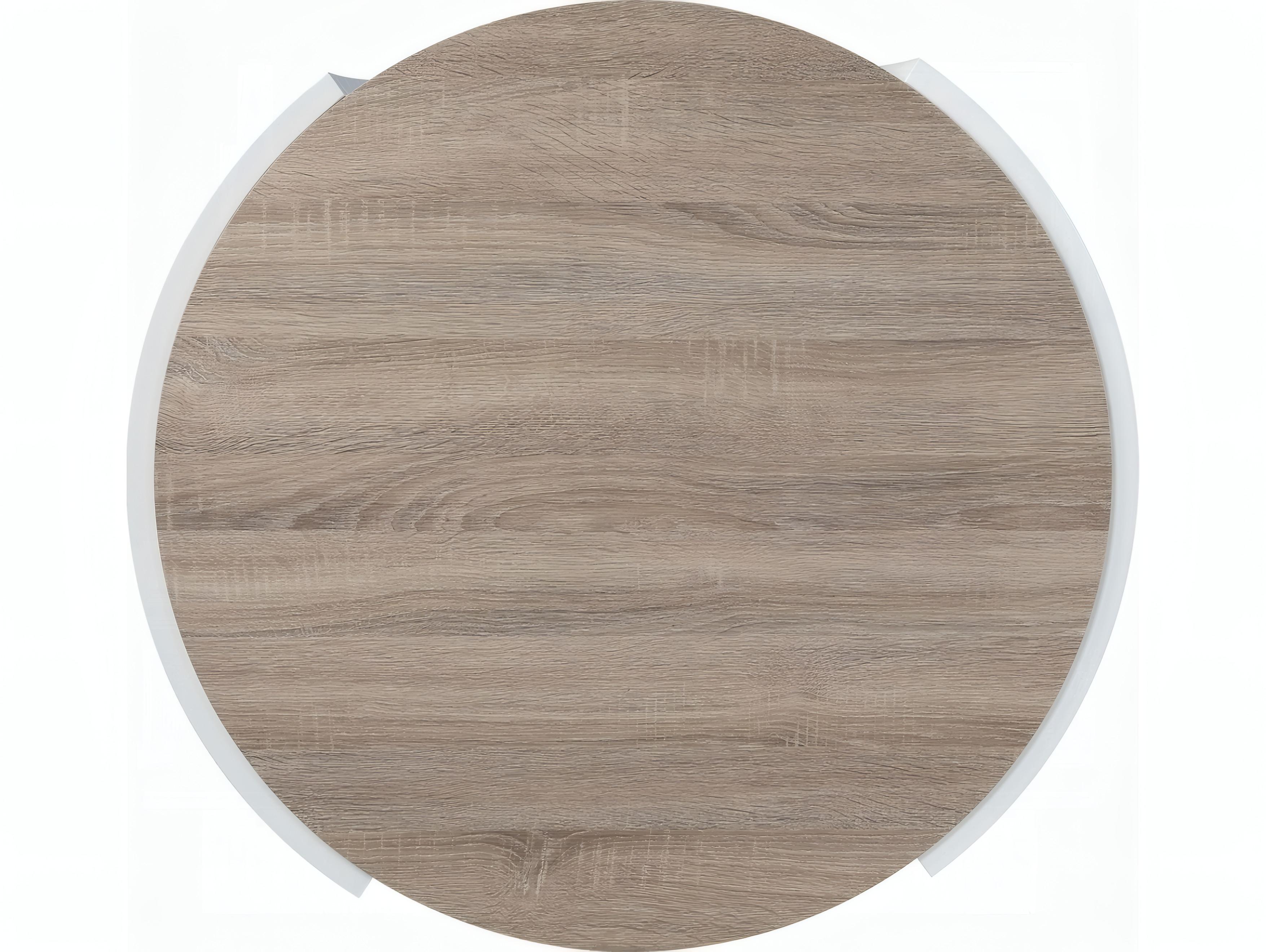 Acme Furniture Zoma Round Wood White High Gloss Oak Coffee Table