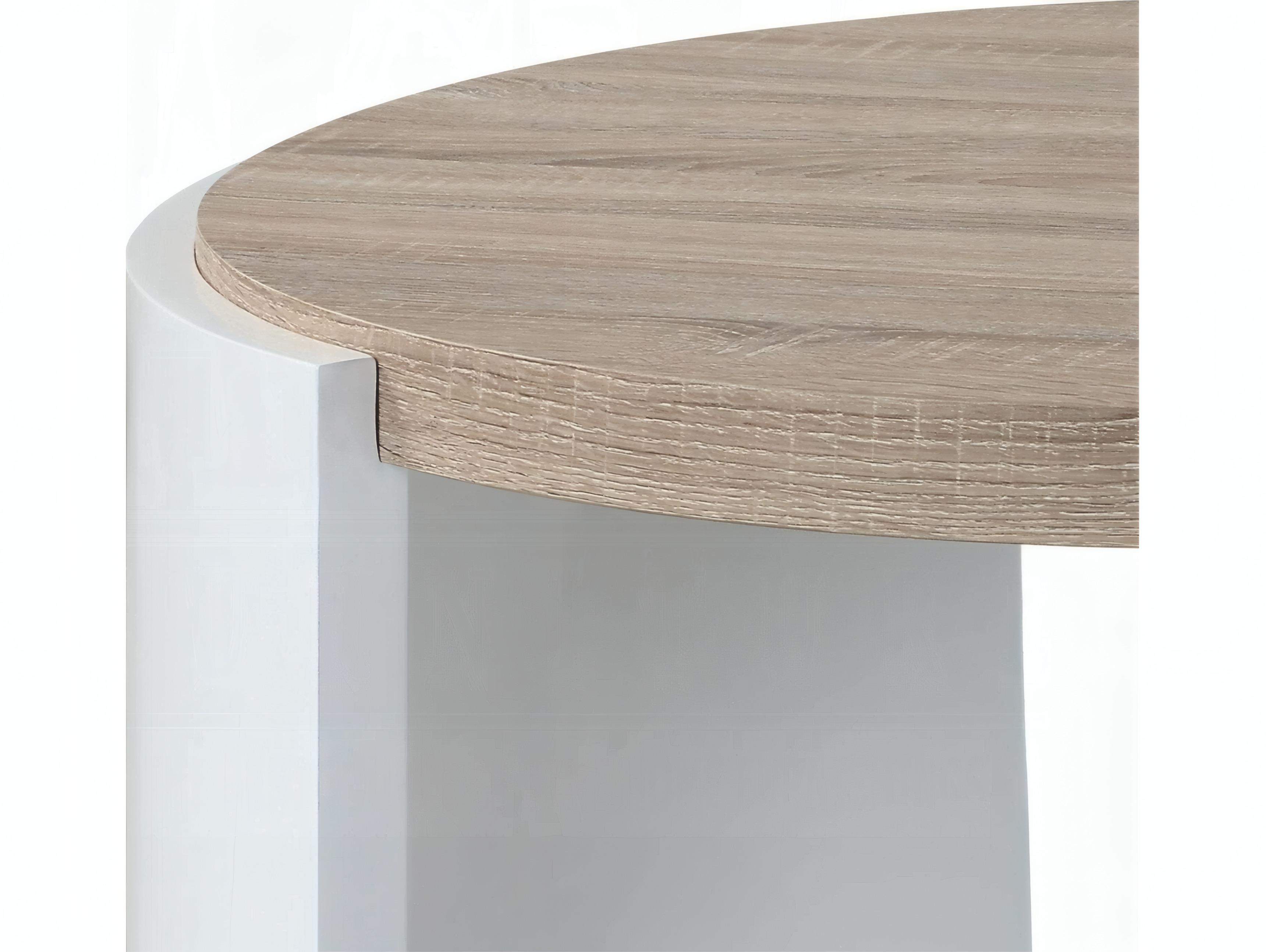 Acme Furniture Zoma Round Wood White High Gloss Oak Coffee Table