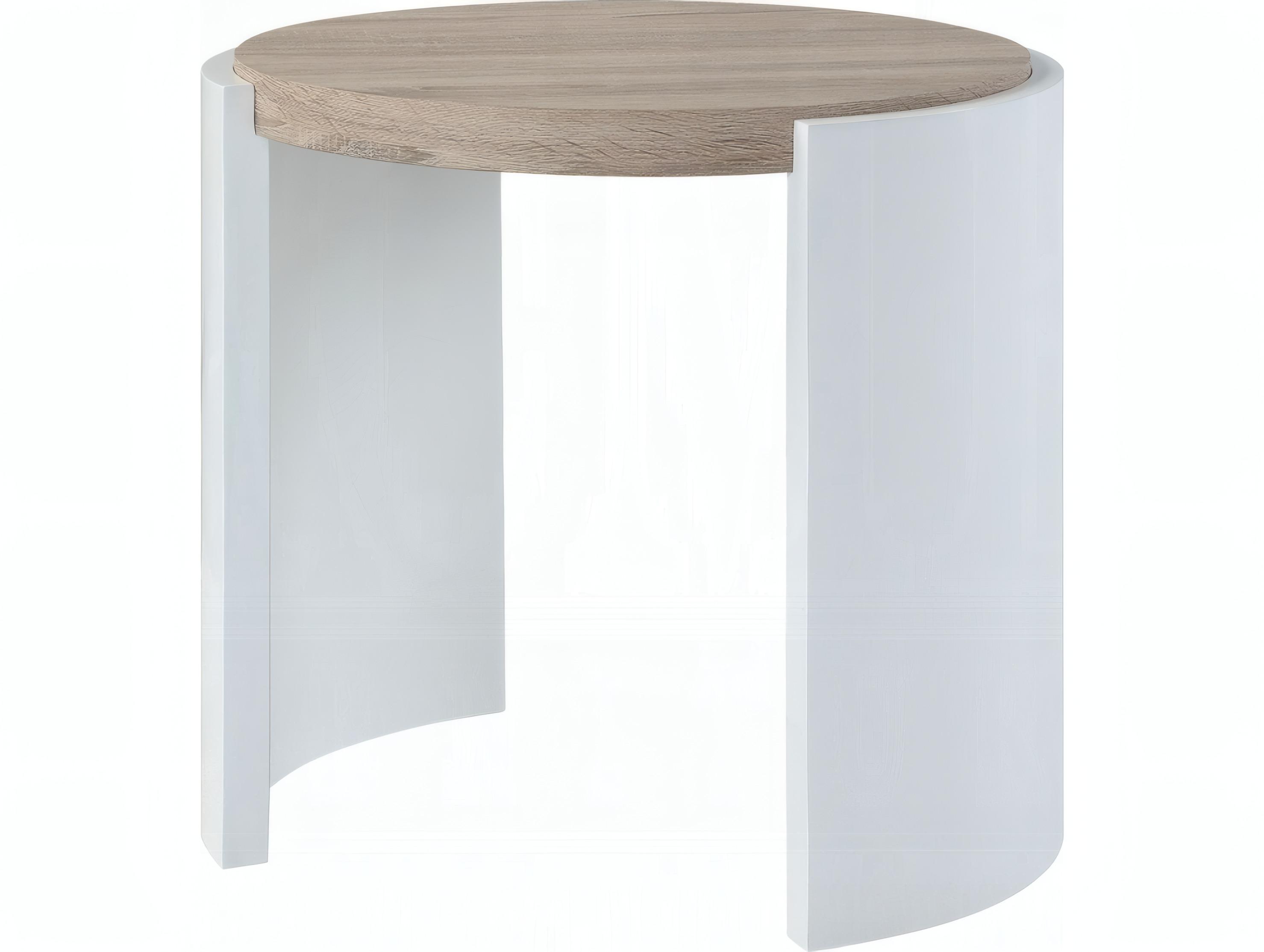 Acme Furniture Zoma Round Wood White High Gloss Oak End Table
