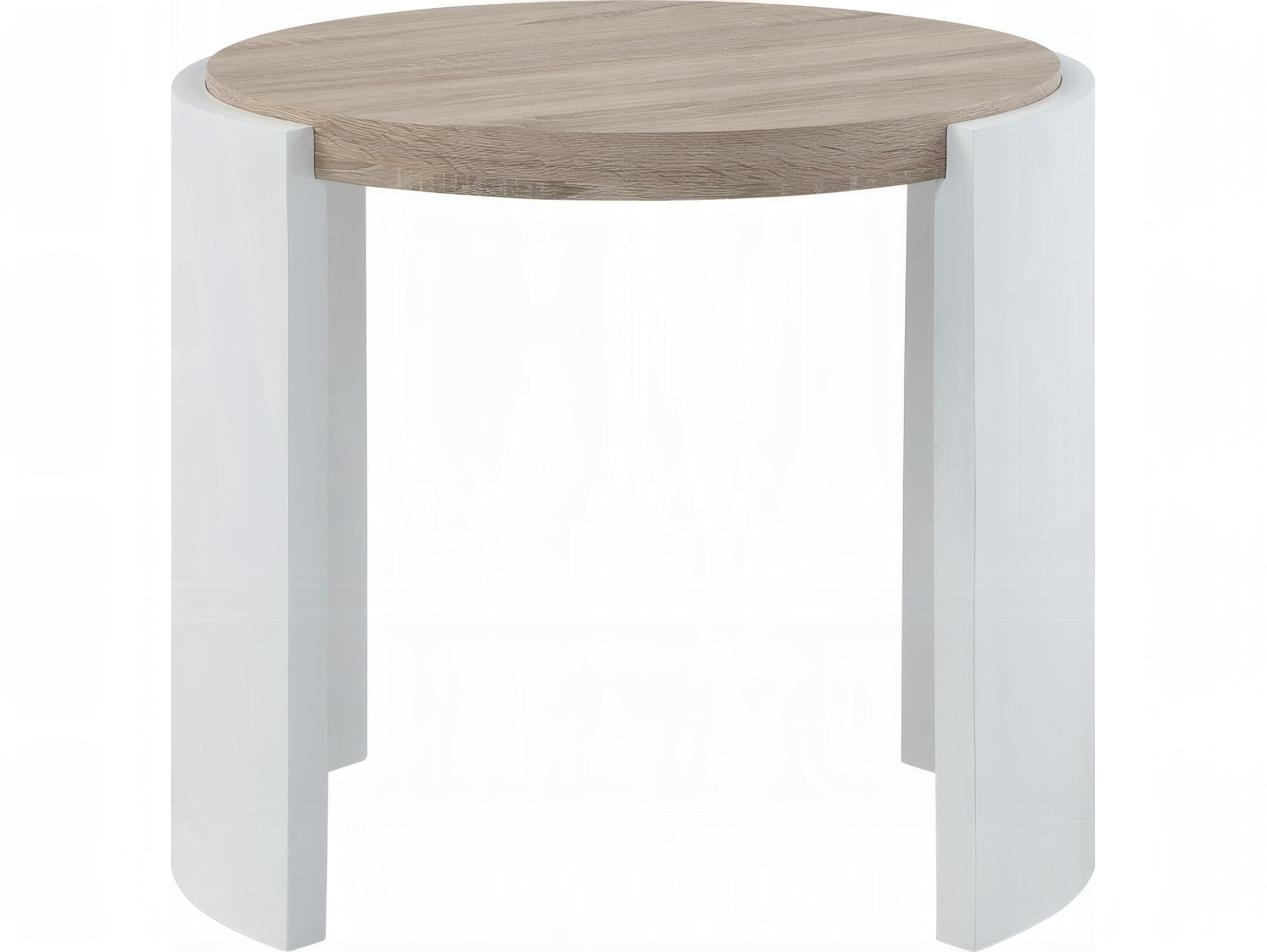 Acme Furniture Zoma Round Wood White High Gloss Oak End Table