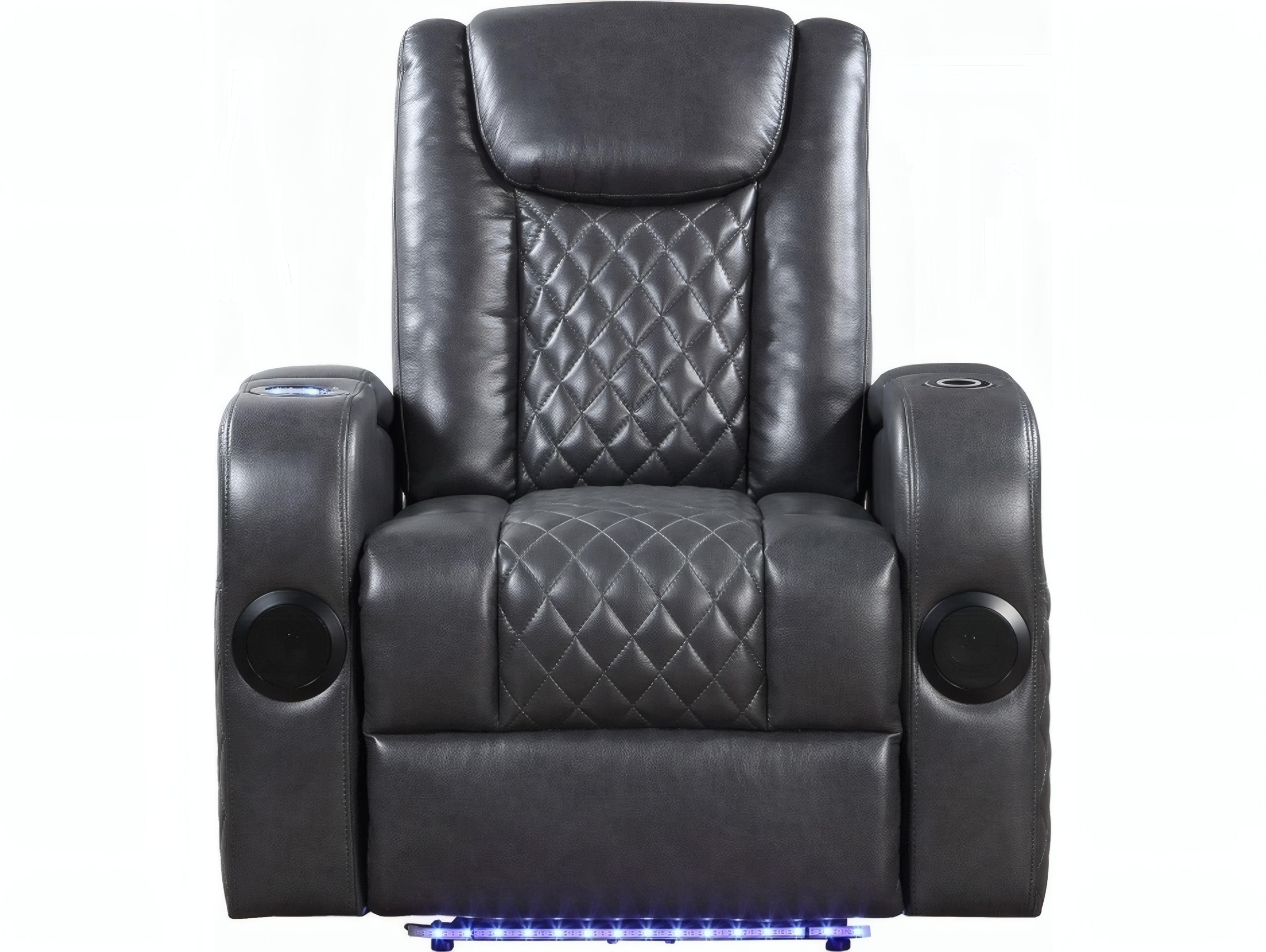 Acme Furniture Alair Dark Gray Leather Aire Faux Recliner