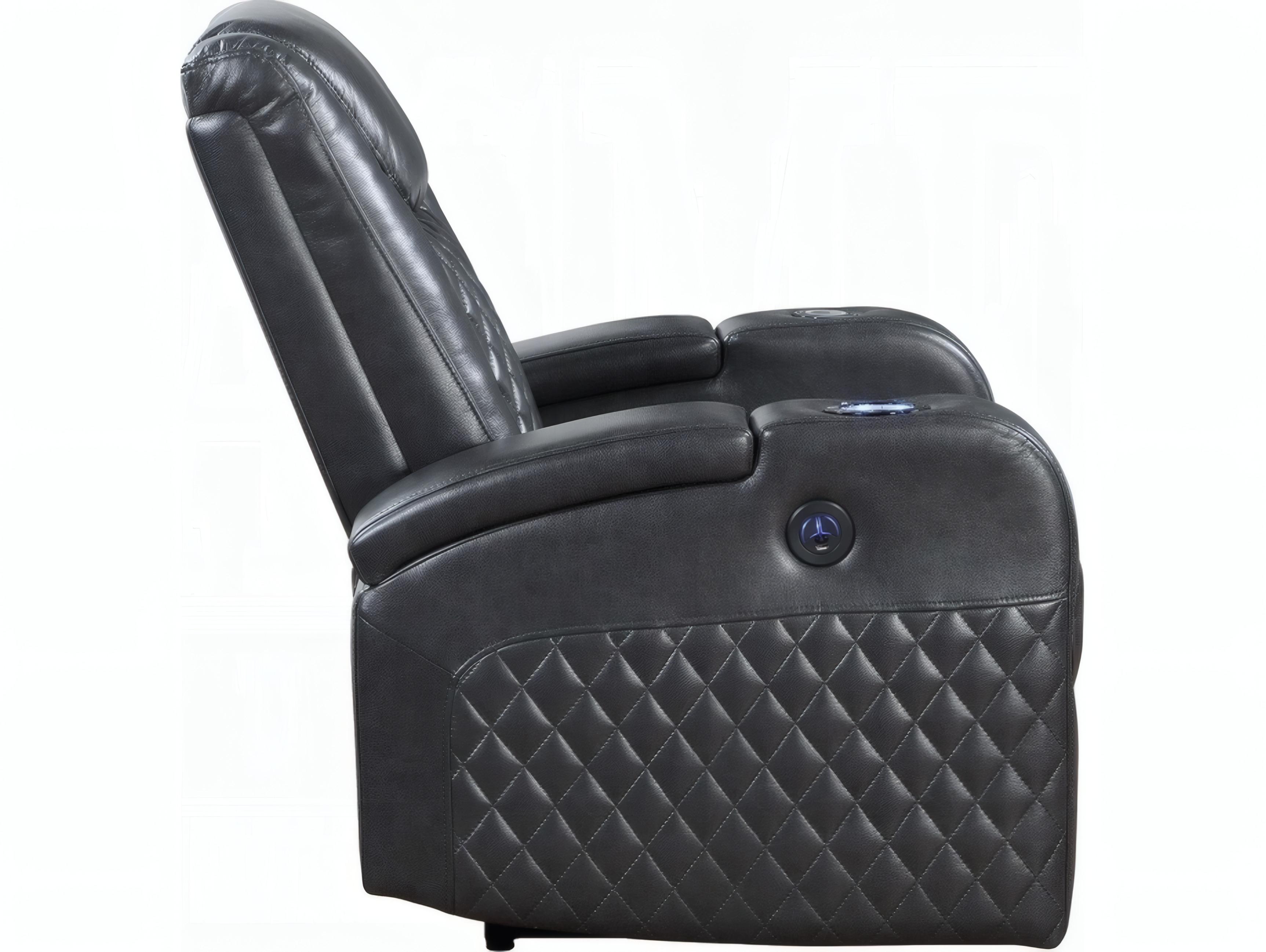 Acme Furniture Alair Dark Gray Leather Aire Faux Recliner