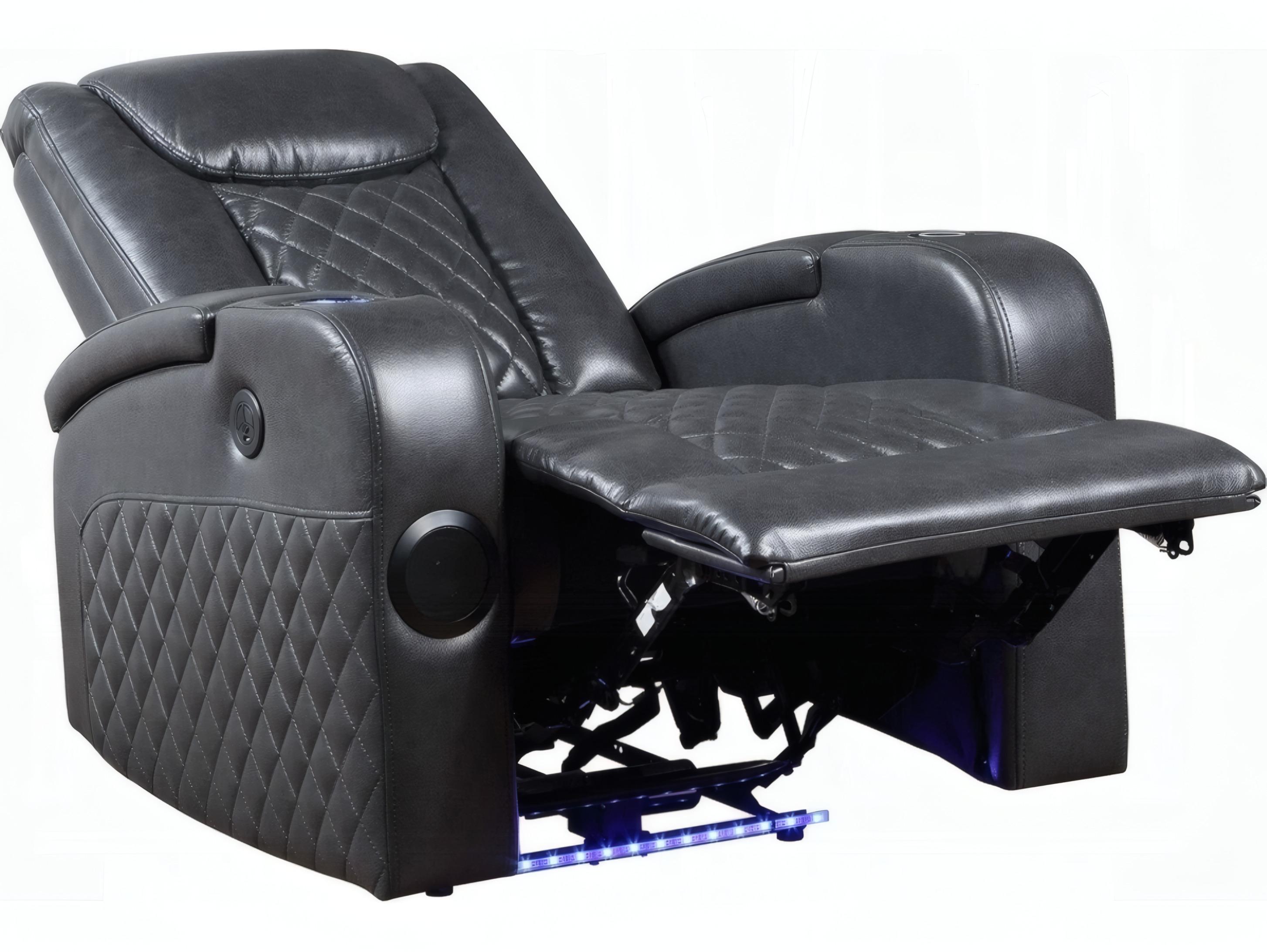 Acme Furniture Alair Dark Gray Leather Aire Faux Recliner