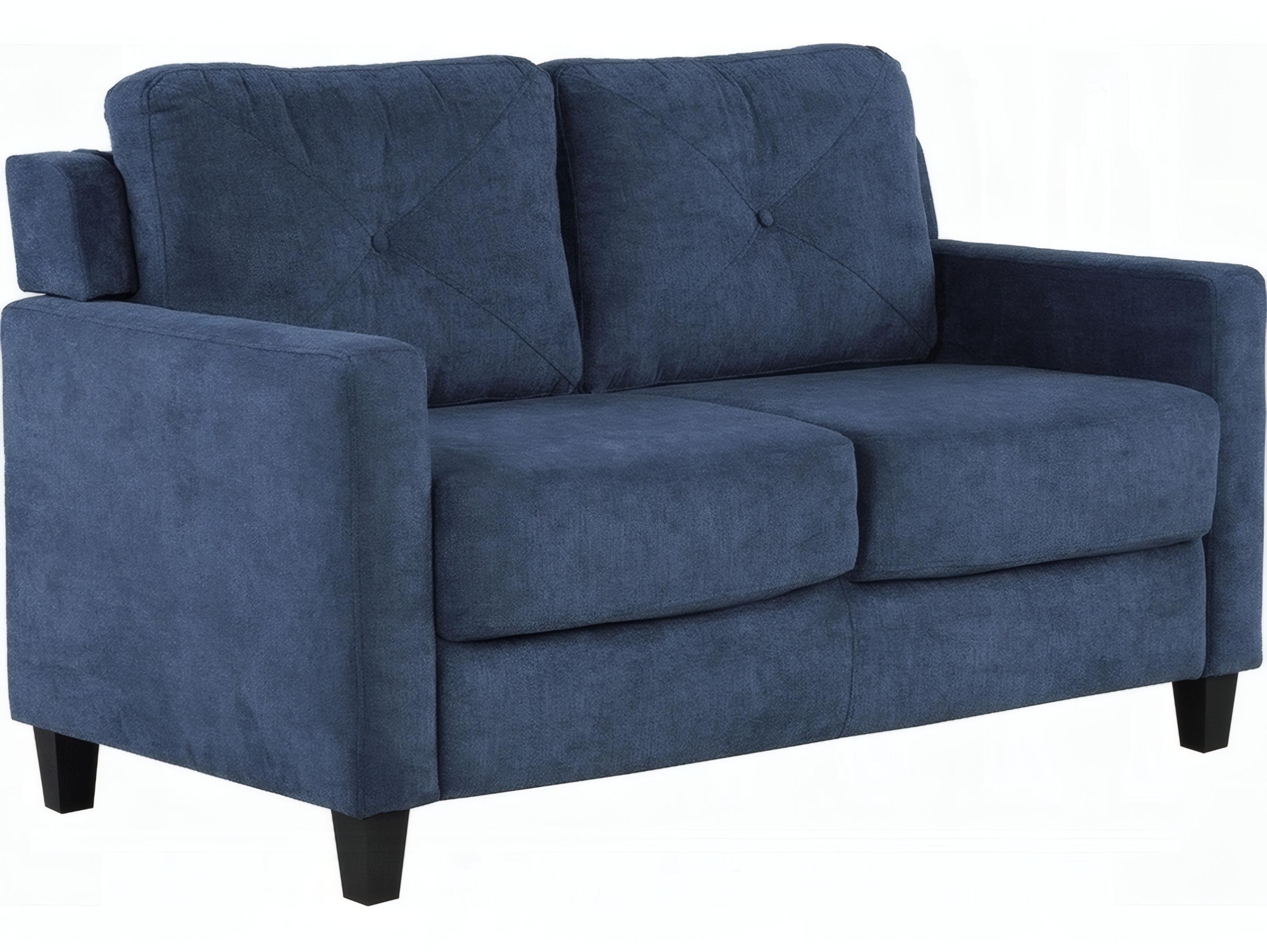 Acme Furniture Horatio Navy Chenille Blue Upholstered Loveseat