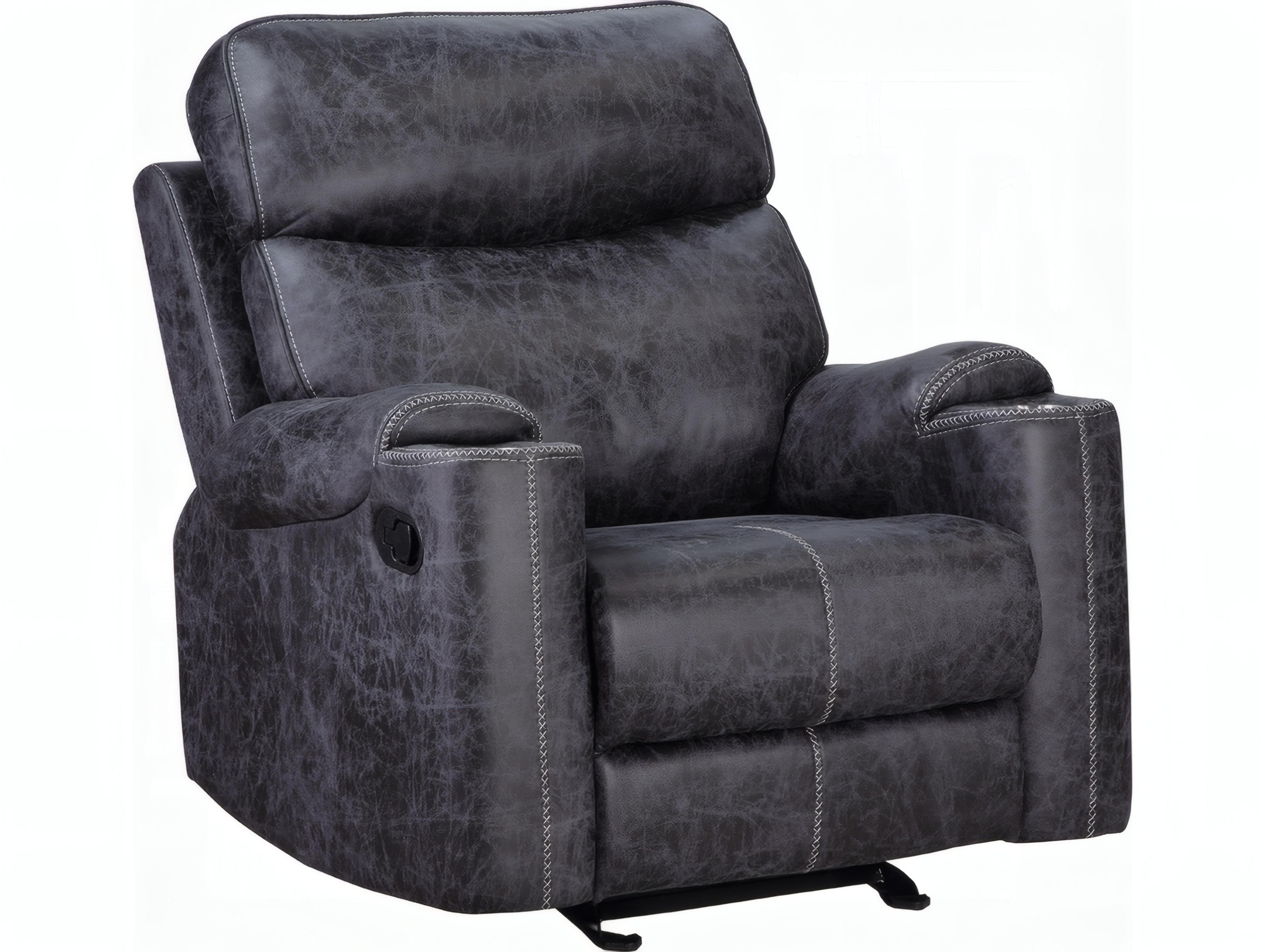 Acme Furniture Hirah Dark Gray Polish Microfiber Upholstered Recliner