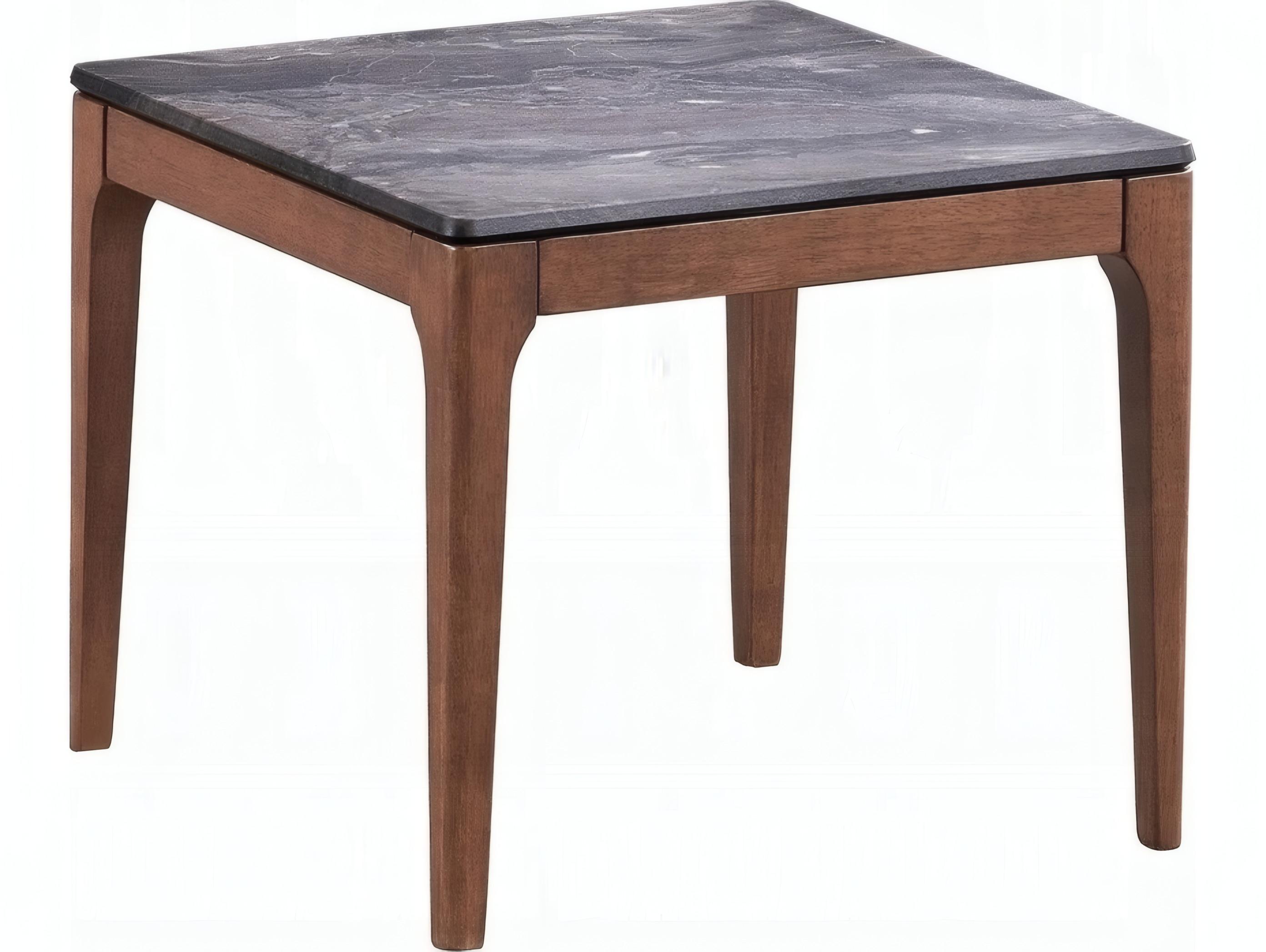 Acme Furniture Bevis Square Engineered Stone Walnut End Table
