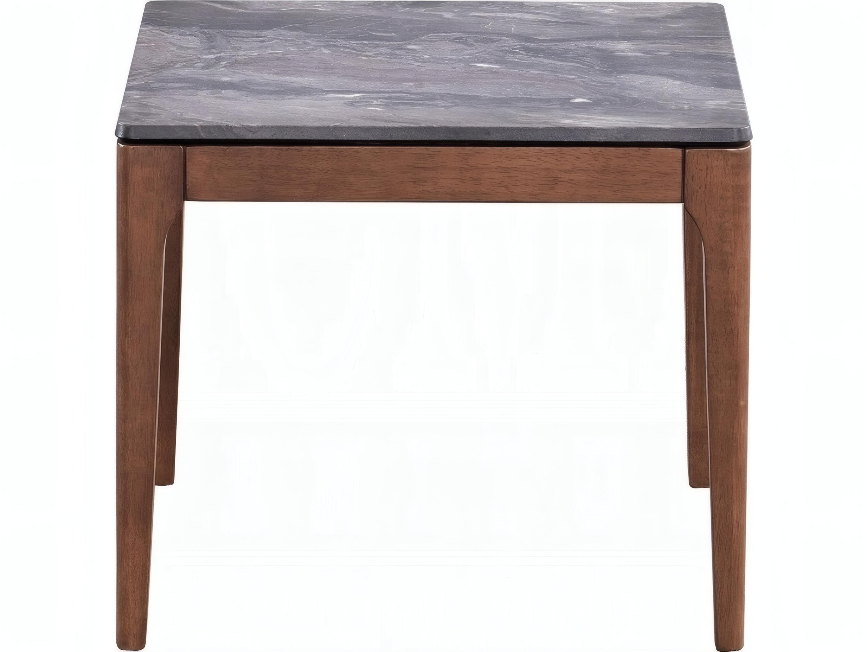 Acme Furniture Bevis Square Engineered Stone Walnut End Table