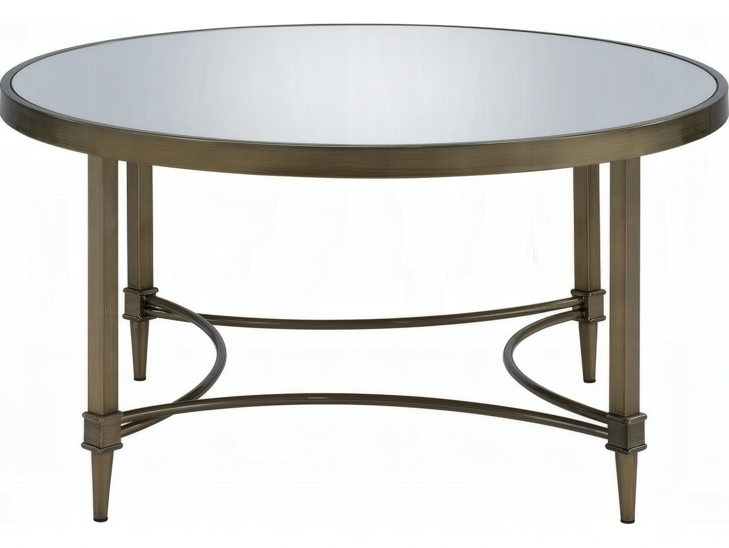 Acme Furniture Aditya Round Mirrored Antique Brass Coffee Table