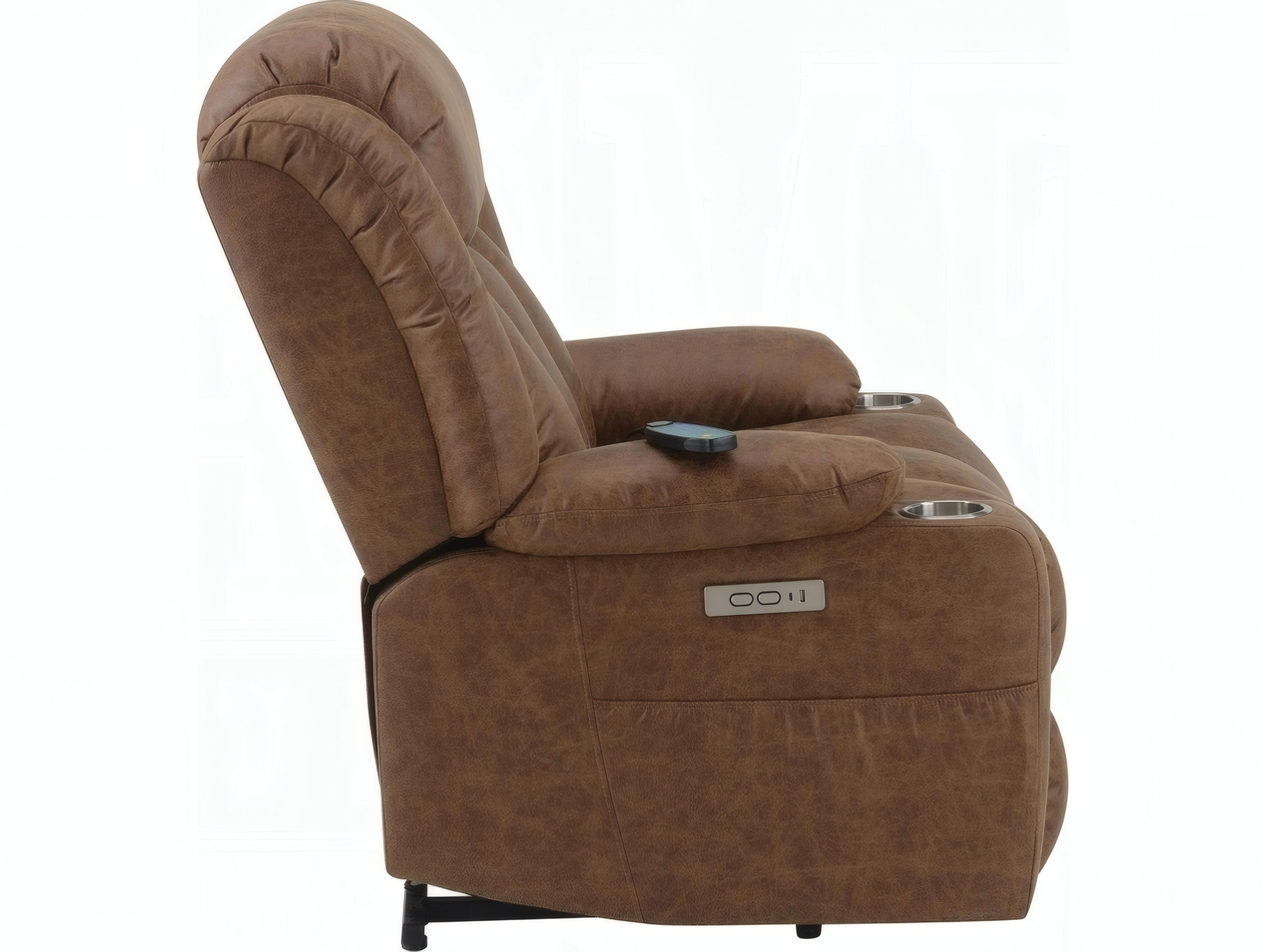 Acme Furniture Omarion Brown Polished Microfiber Upholstered Recliner