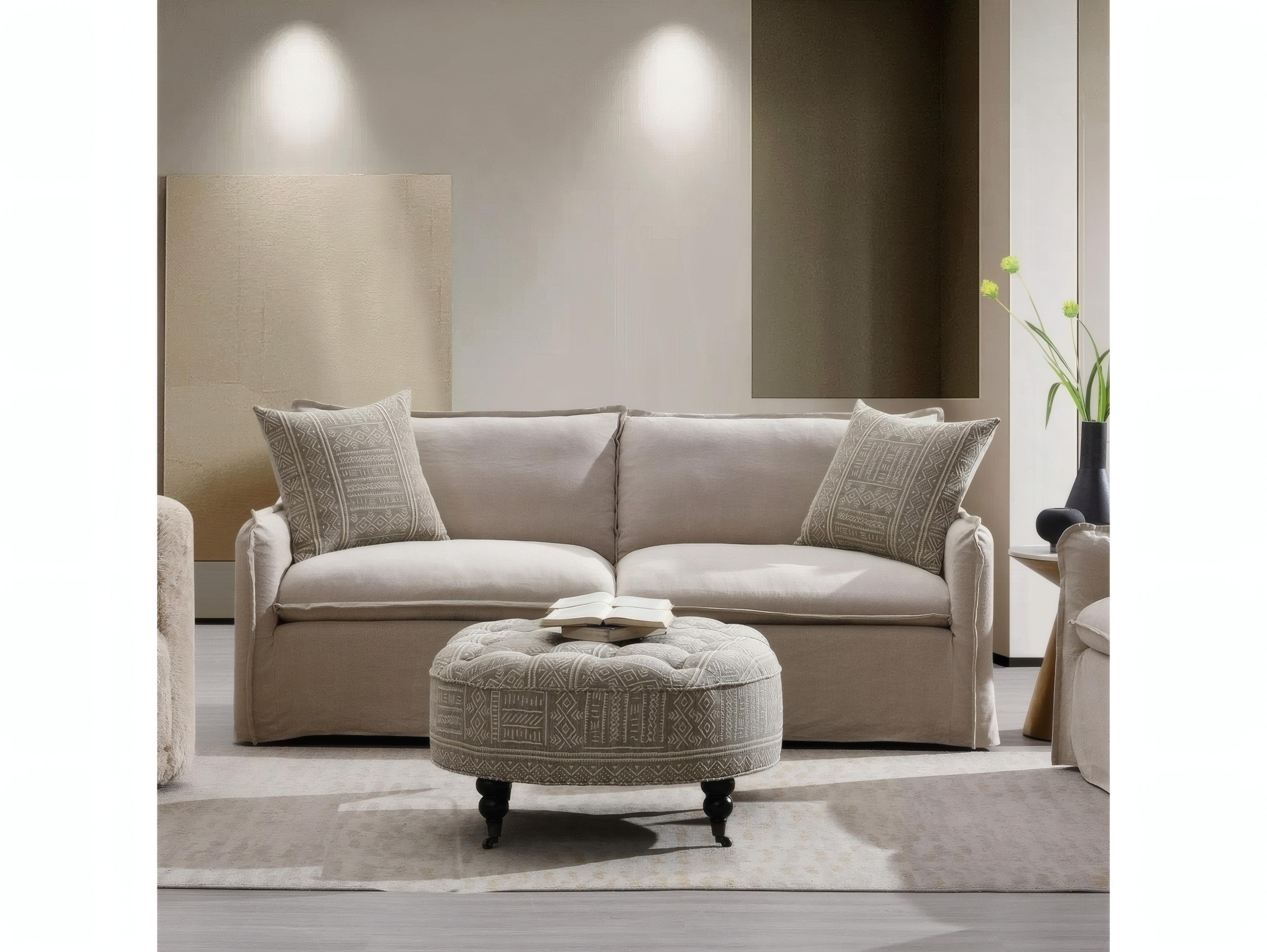 Acme Furniture Upendo Beige Linen Upholstered Sofa