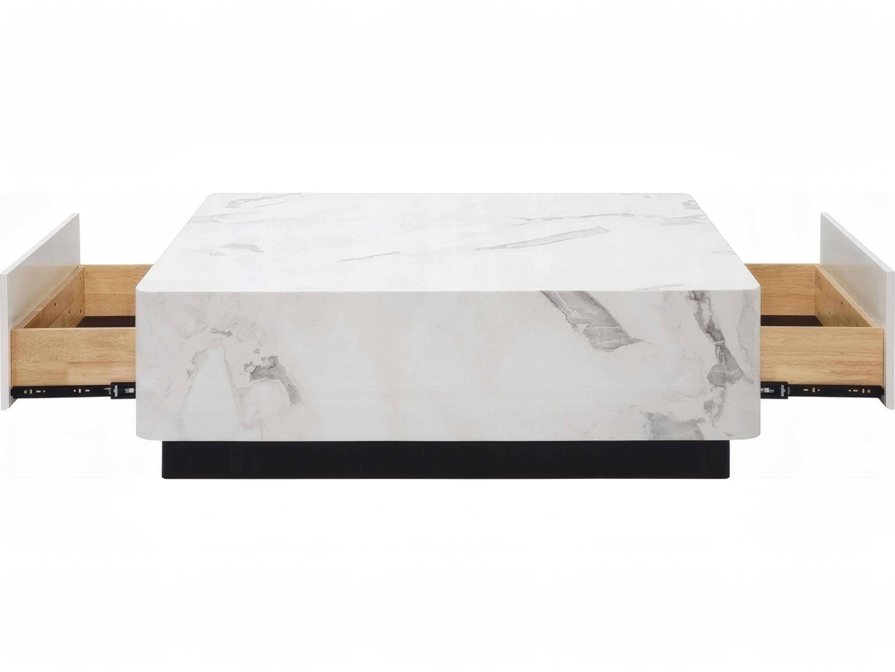 Acme Furniture Fritzy Square Faux Stone Engineered Coffee Table