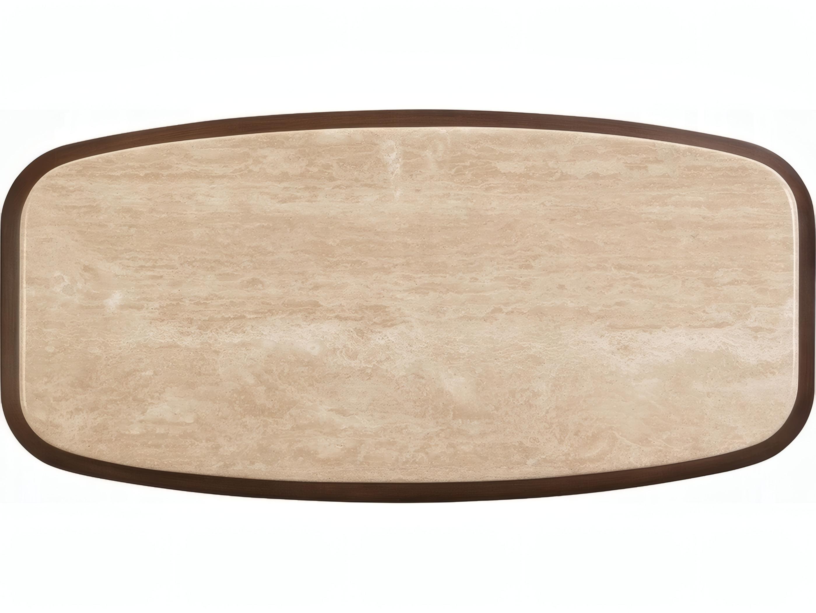 Acme Furniture Kasha Rectangular Stone Travertine Top Walnut Coffee Table