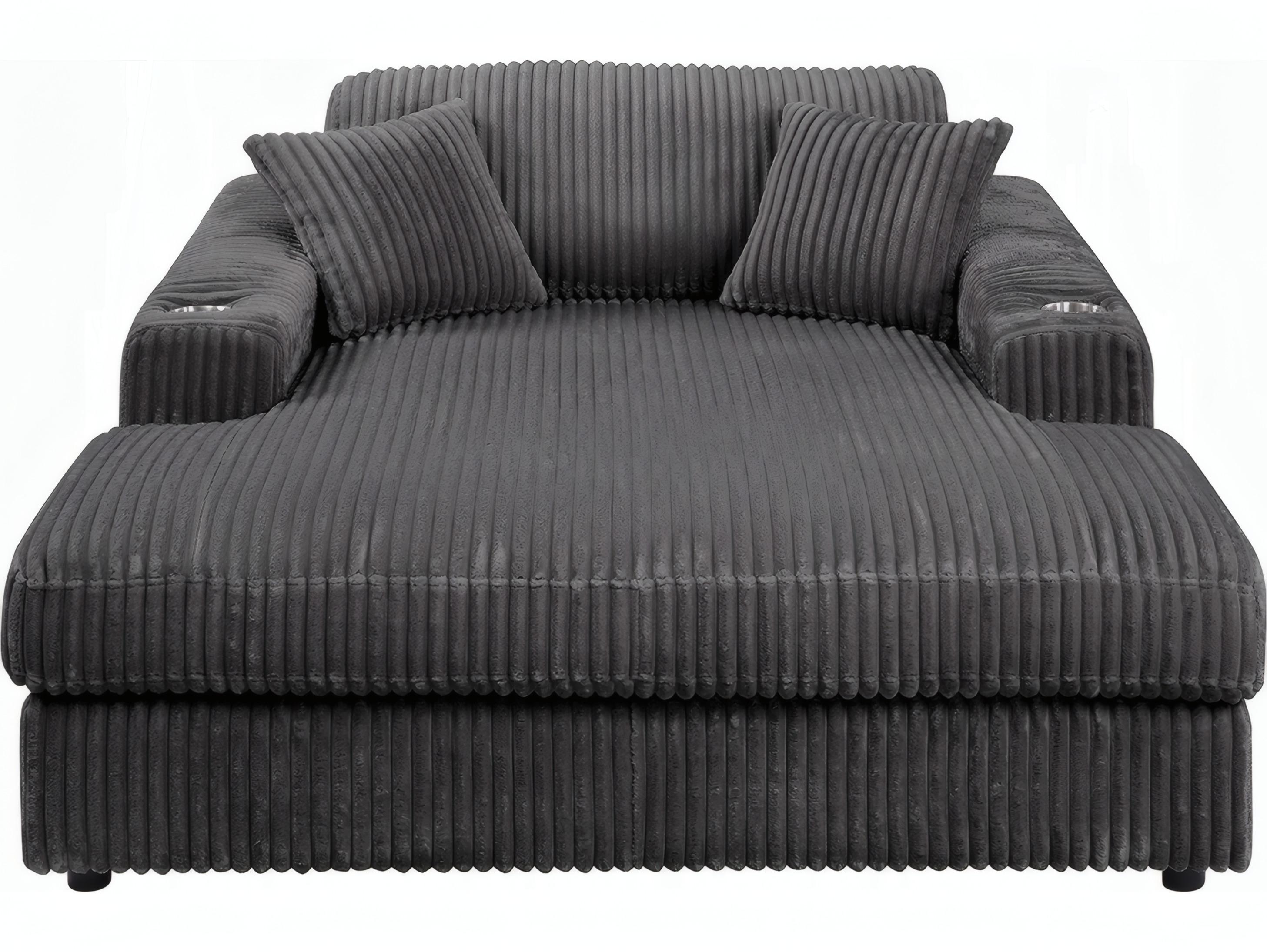 Acme Furniture Hilde Dark Gray Corduroy Upholstered Chaise