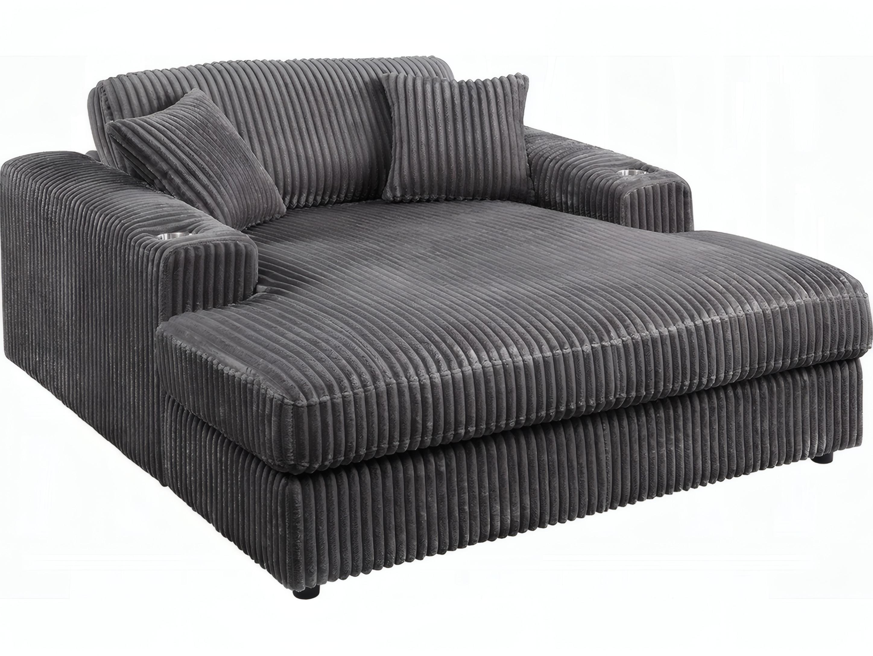 Acme Furniture Hilde Dark Gray Corduroy Upholstered Chaise