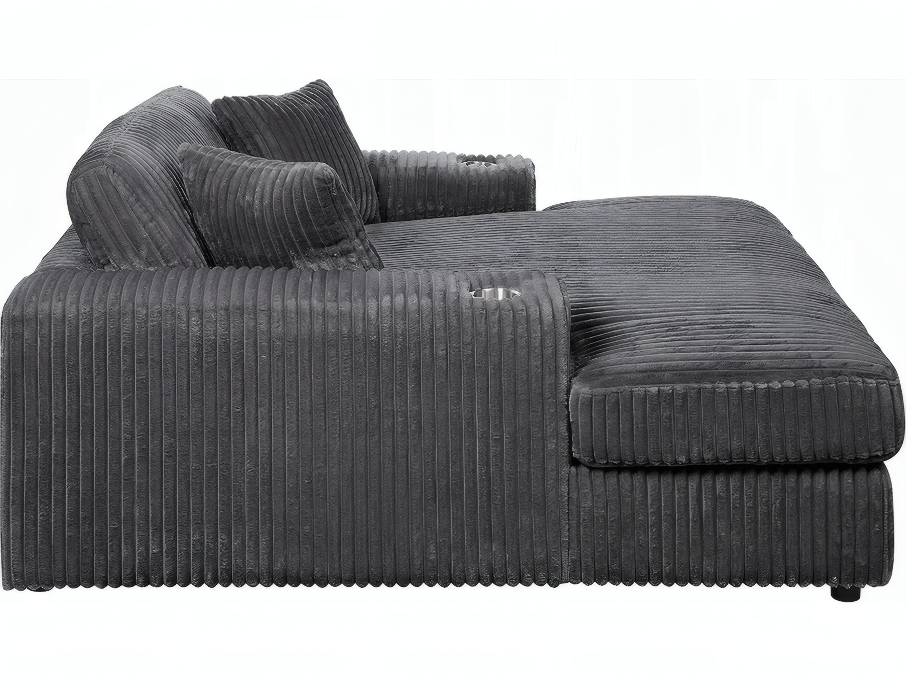 Acme Furniture Hilde Dark Gray Corduroy Upholstered Chaise