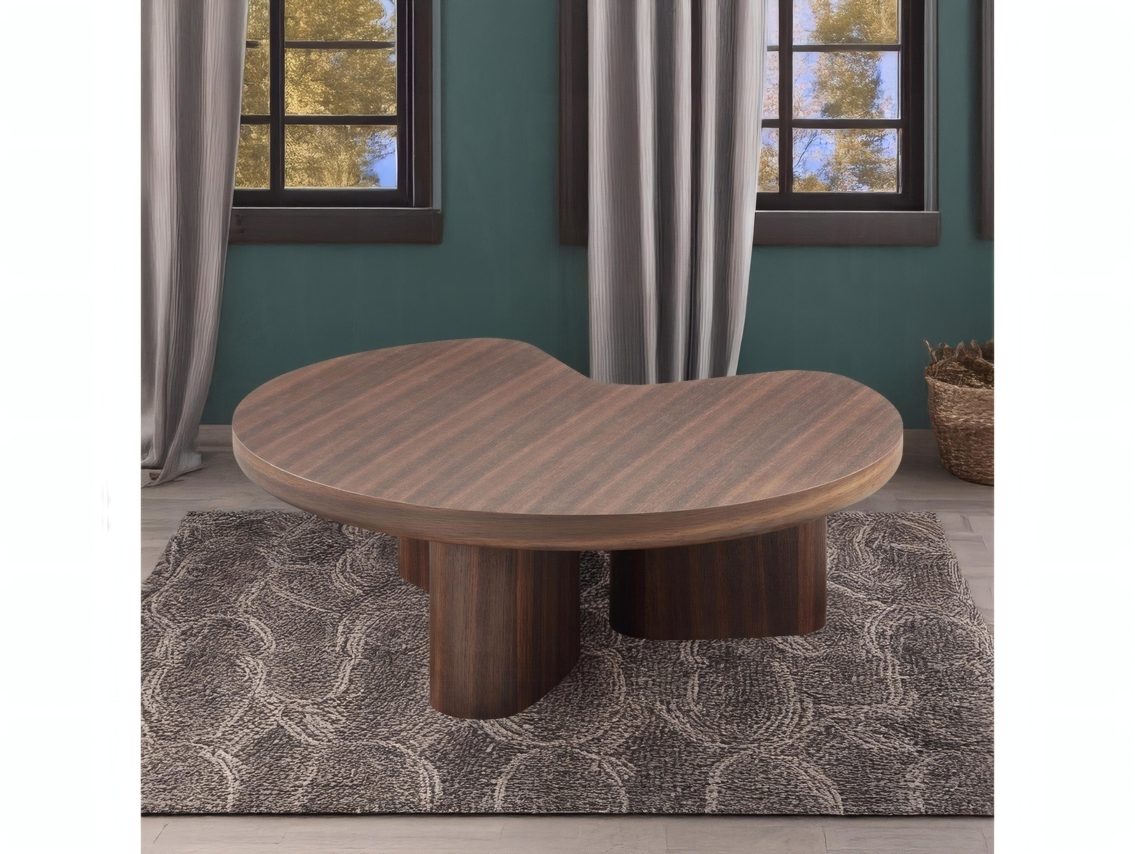 Acme Furniture Wood Smoked Oak Light Gray High Gloss Coffee Table