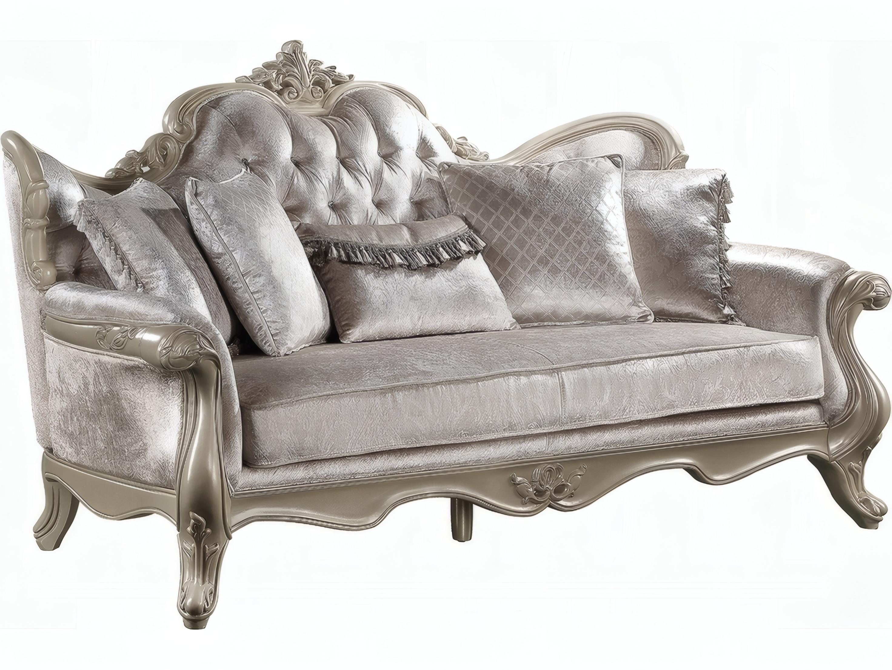 Acme Furniture Libertee Beige Fabric Champagne Upholstered Sofa