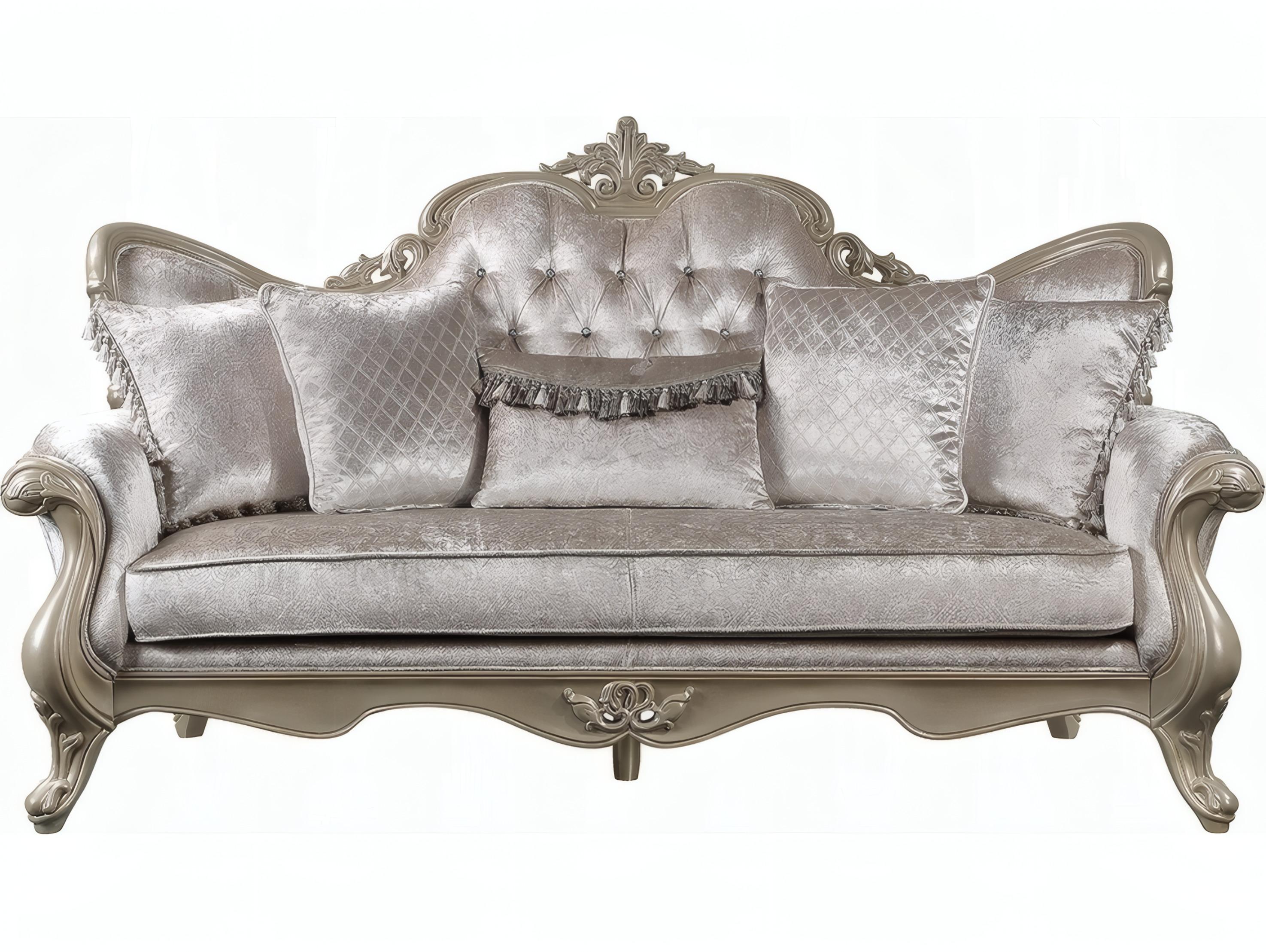 Acme Furniture Libertee Beige Fabric Champagne Upholstered Sofa