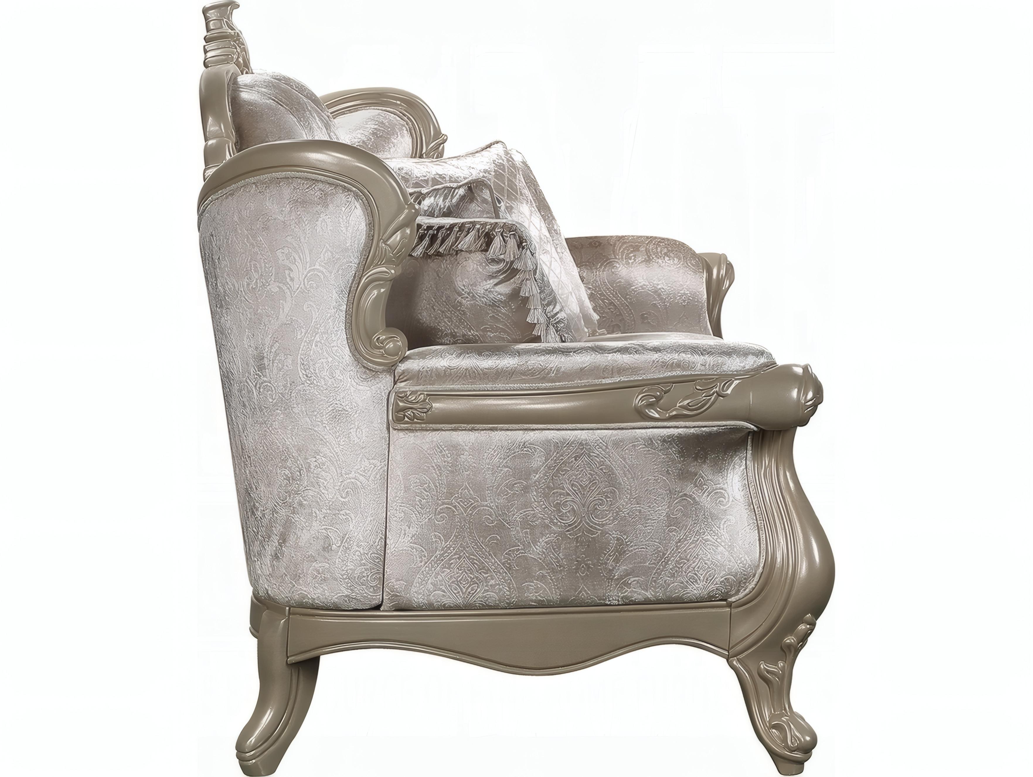 Acme Furniture Libertee Beige Fabric Champagne Upholstered Sofa