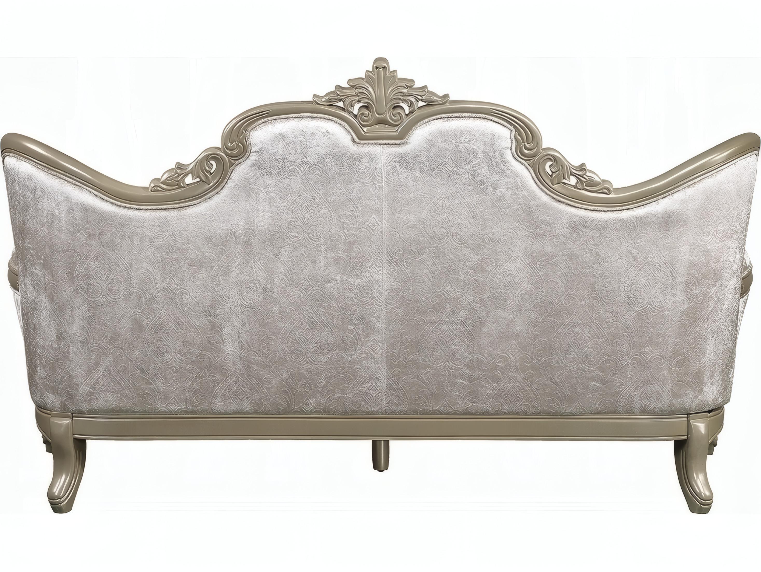 Acme Furniture Libertee Beige Fabric Champagne Upholstered Sofa