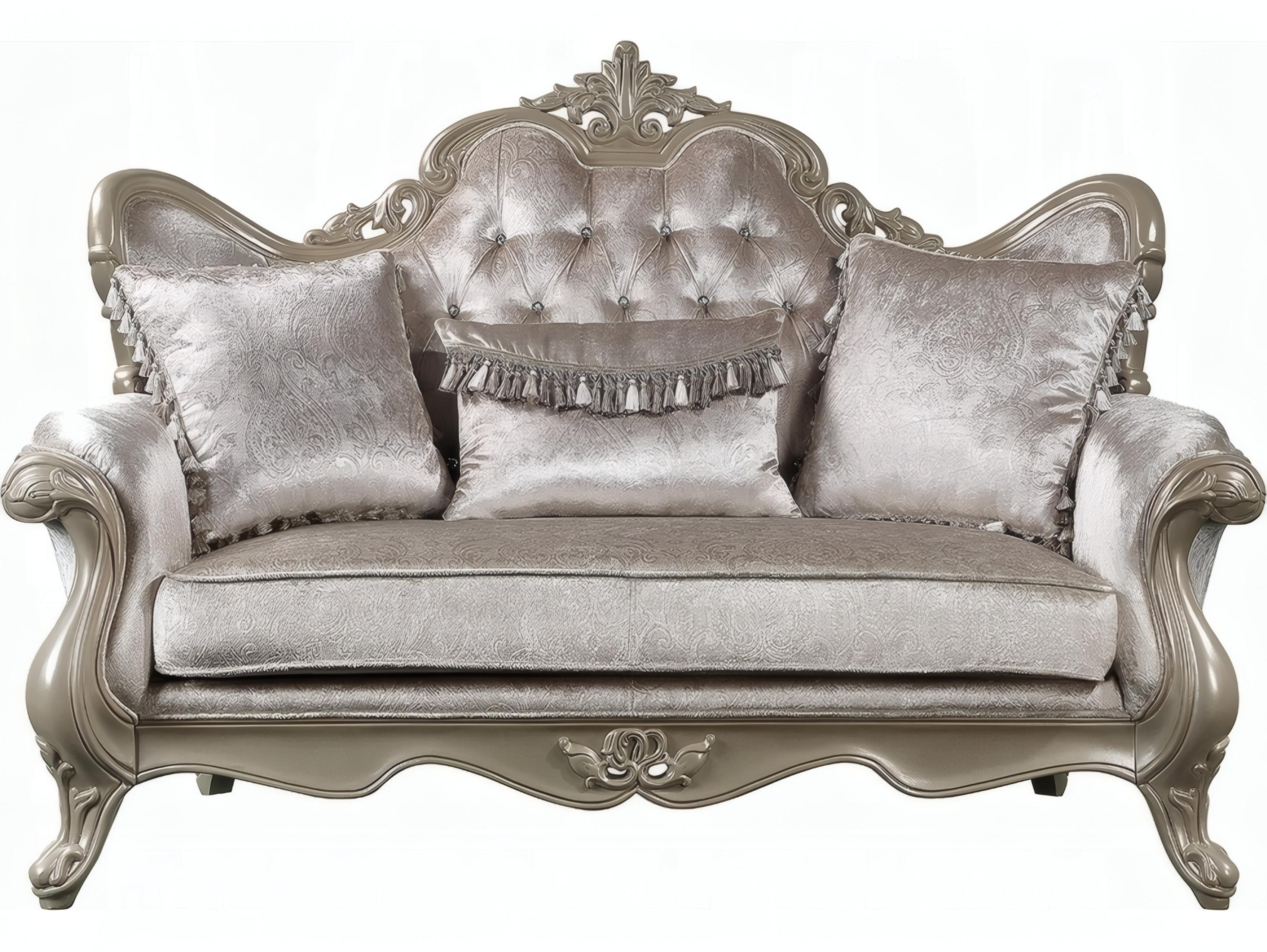 Acme Furniture Libertee Beige Fabric Champagne Upholstered Loveseat