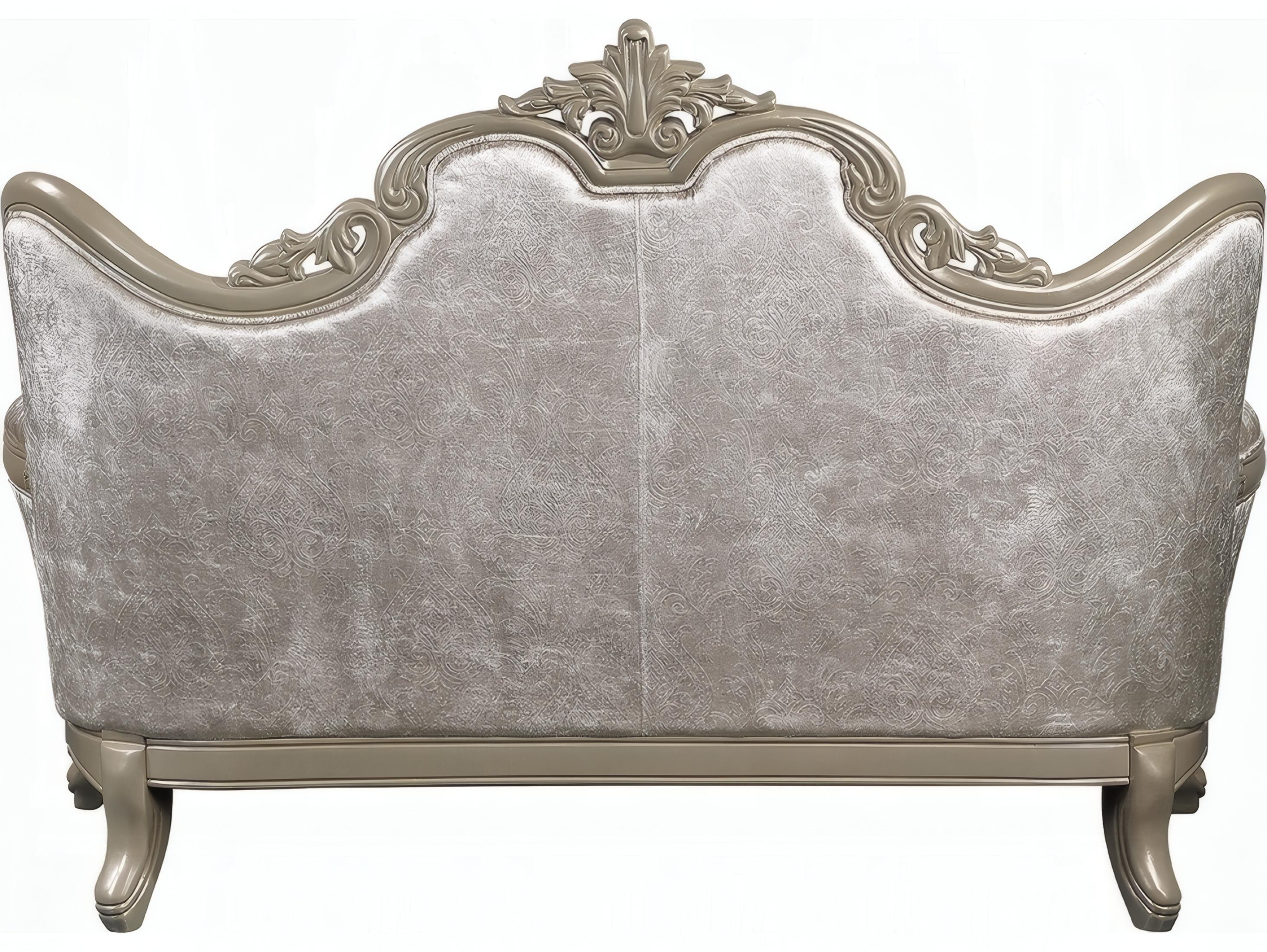 Acme Furniture Libertee Beige Fabric Champagne Upholstered Loveseat