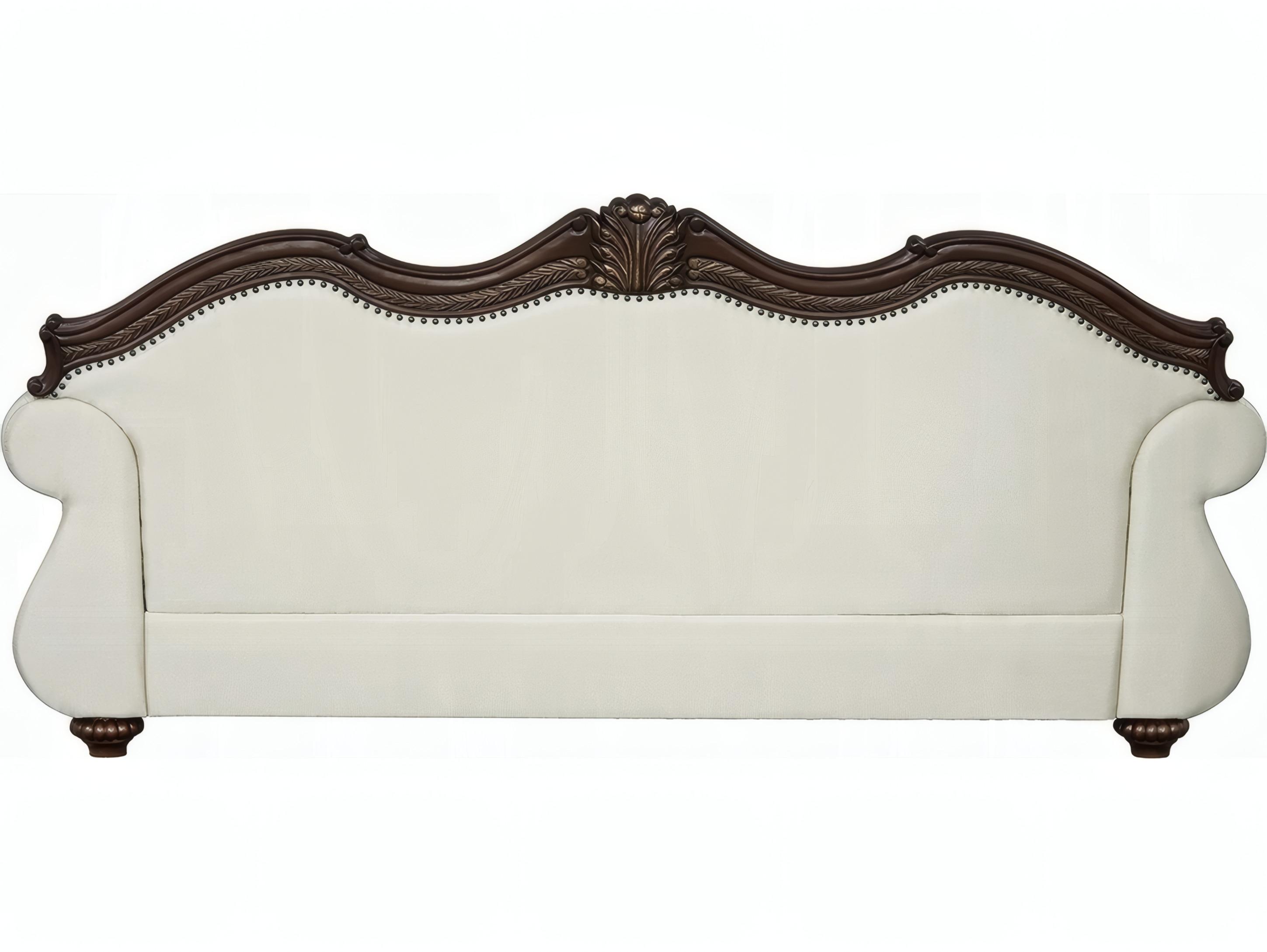 Acme Furniture Pierce Beige Fabric Cherry Upholstered Sofa