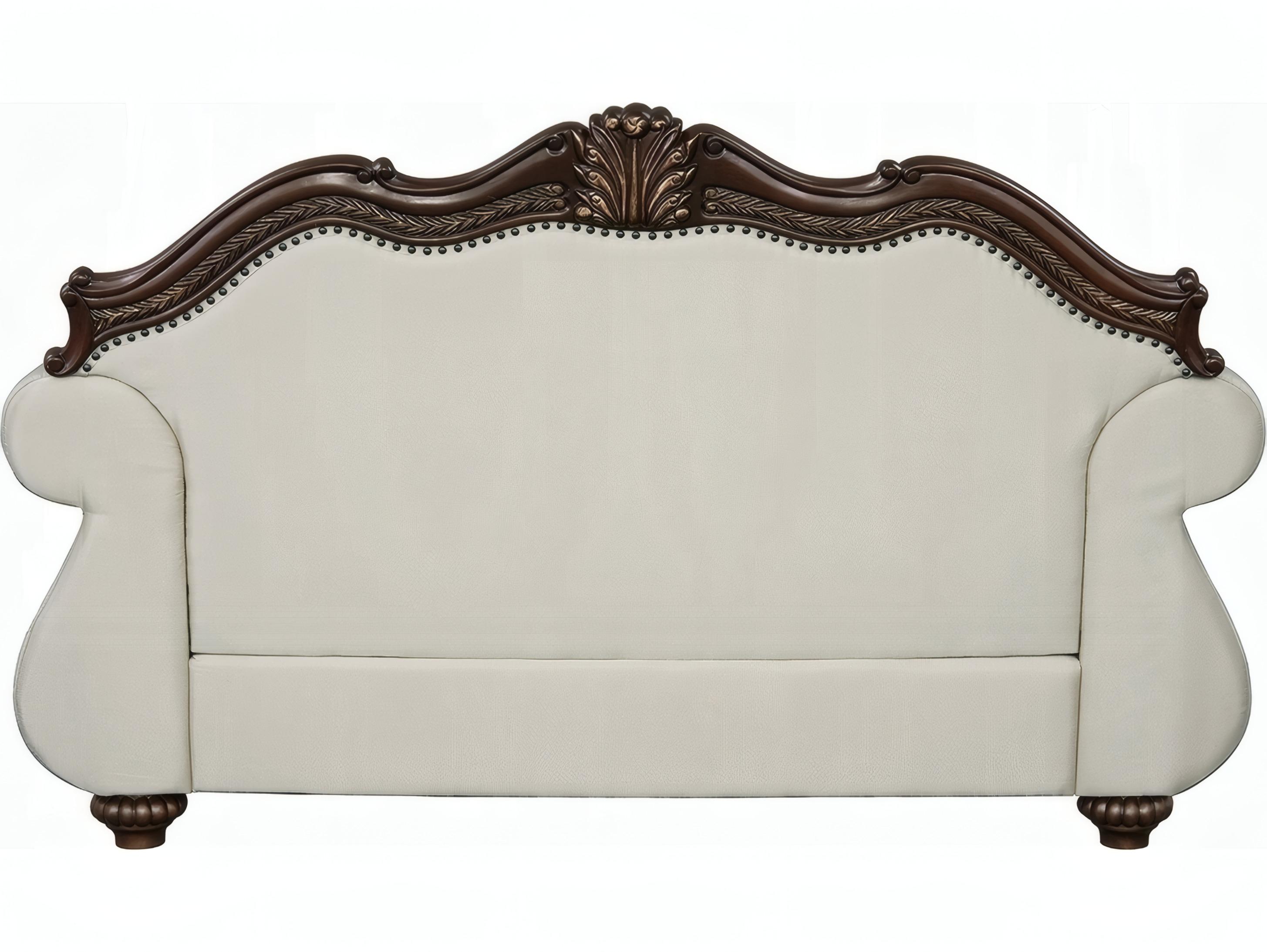 Acme Furniture Pierce Beige Fabric Cherry Upholstered Loveseat