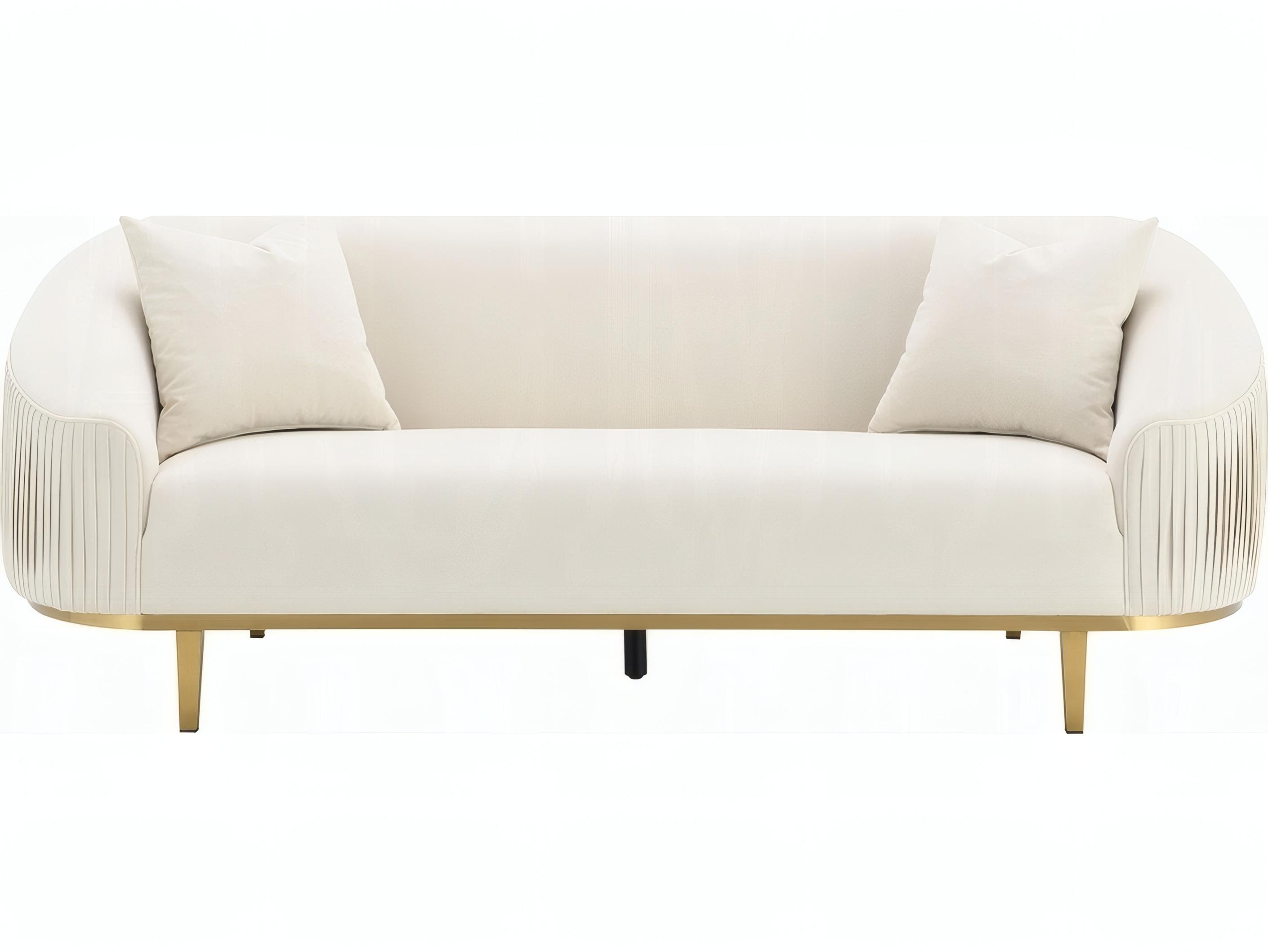 Acme Furniture Martina Ivory Velvet Cream Upholstered Sofa