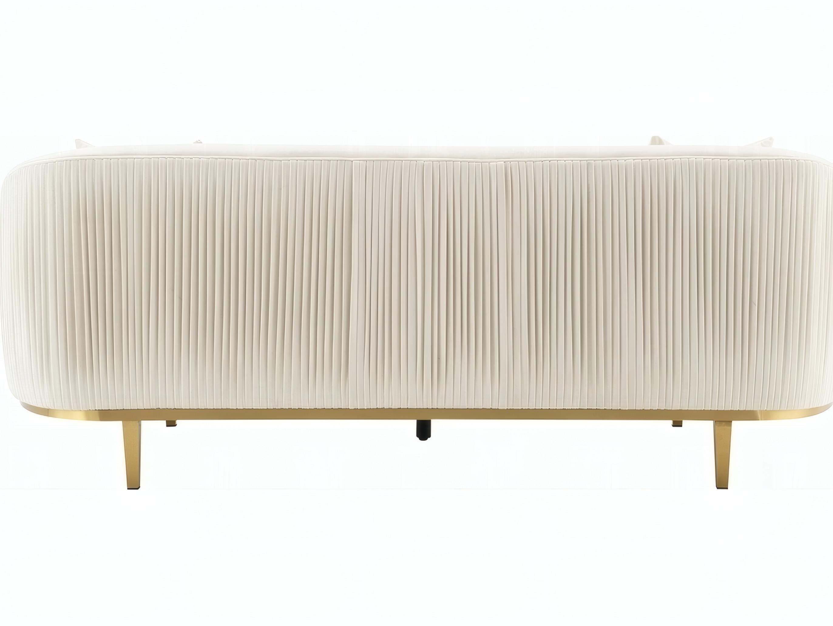 Acme Furniture Martina Ivory Velvet Cream Upholstered Sofa