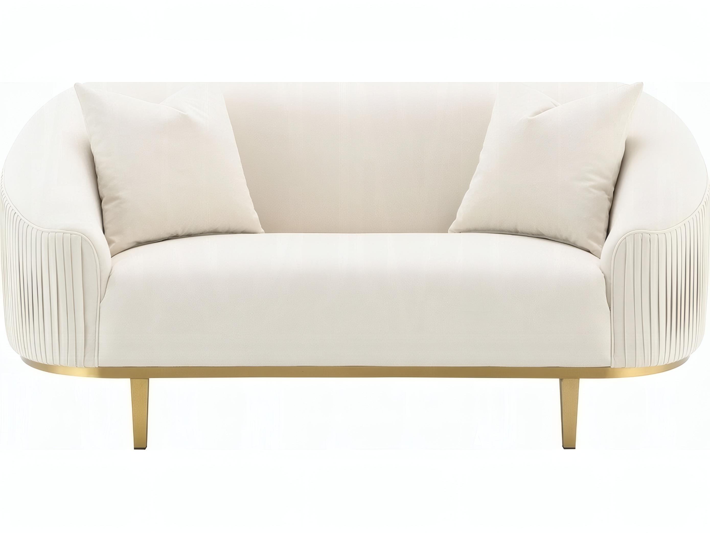 Acme Furniture Martina Ivory Velvet White Upholstered Loveseat