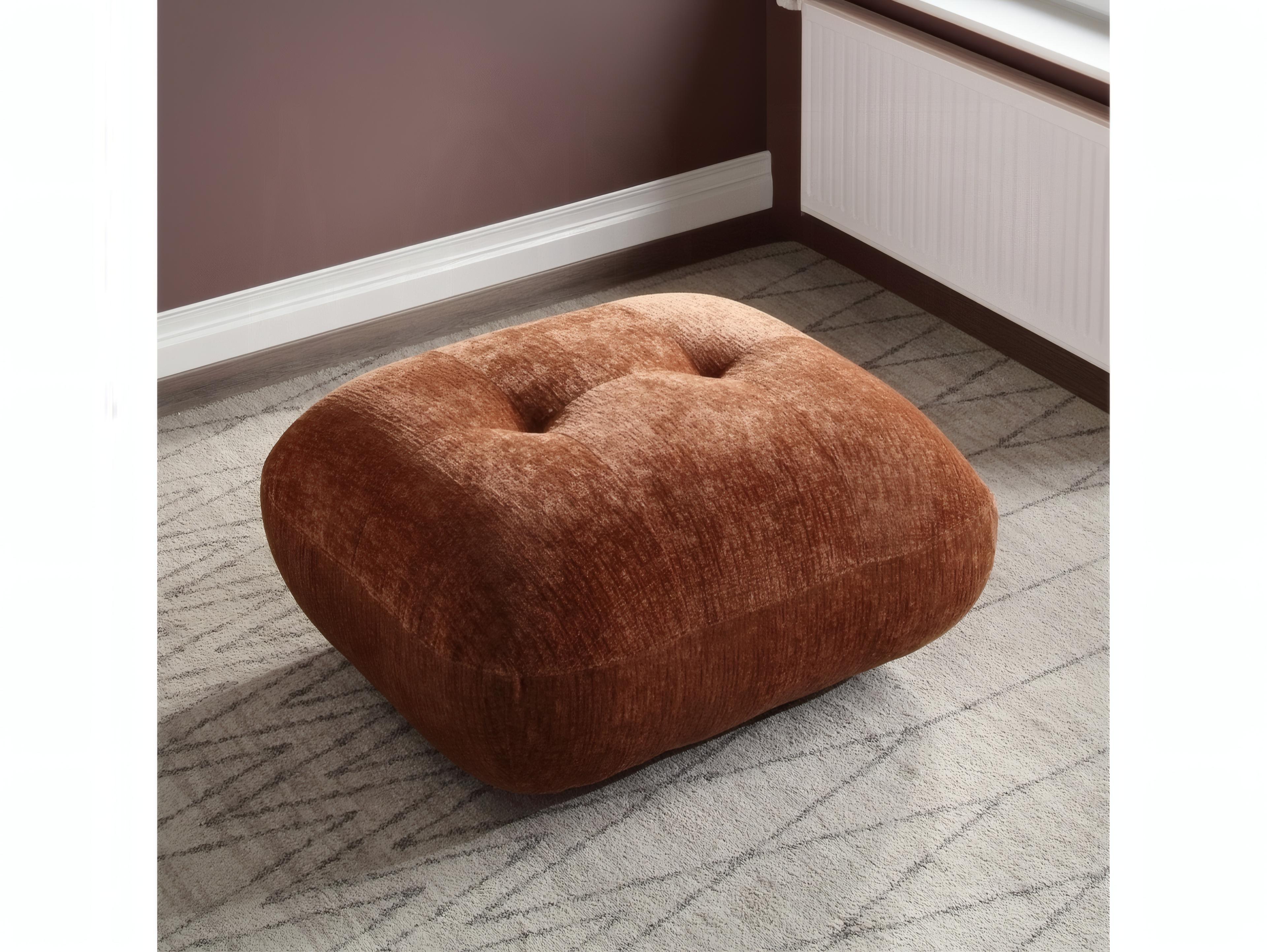 Acme Furniture Carrick Rust Brown Chenille Upholstered Ottoman