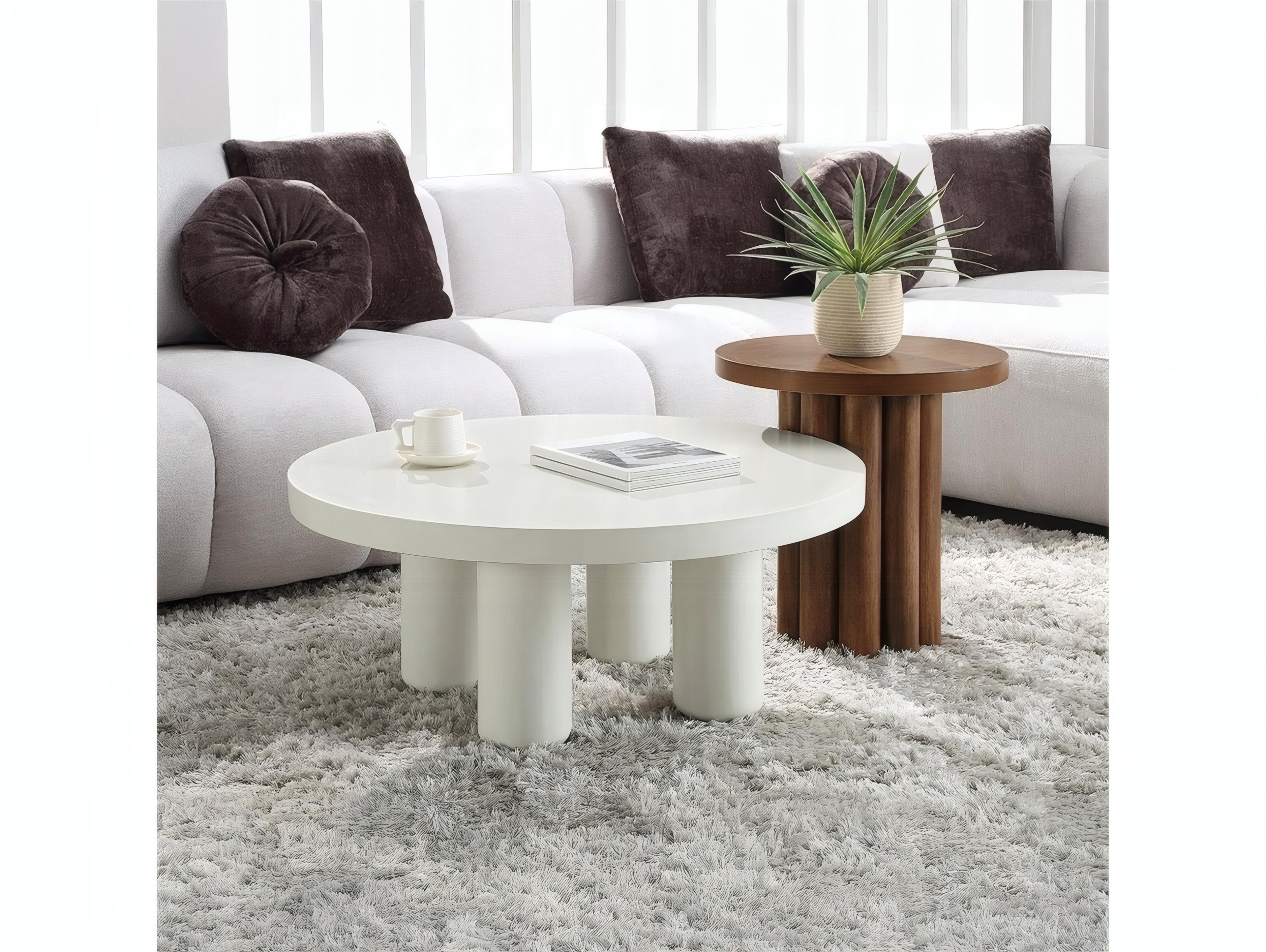 Acme Furniture Sanat Round Wood White Coffee Table