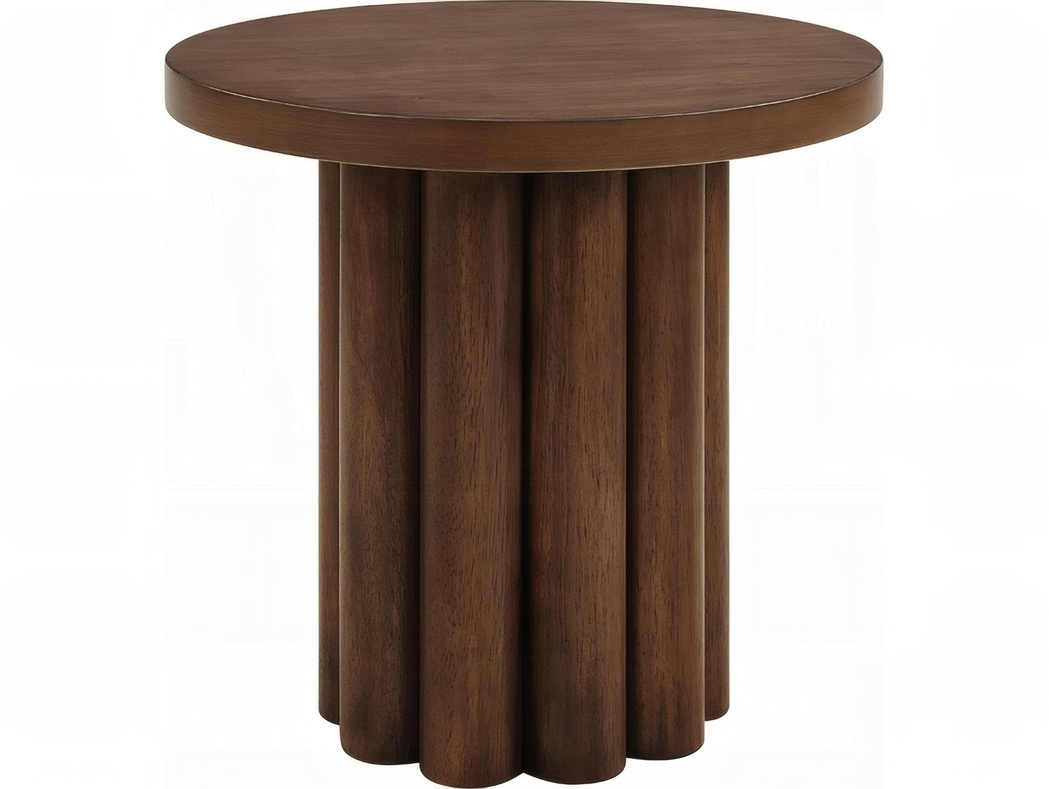 Acme Furniture Sanat Round Wood Brown End Table