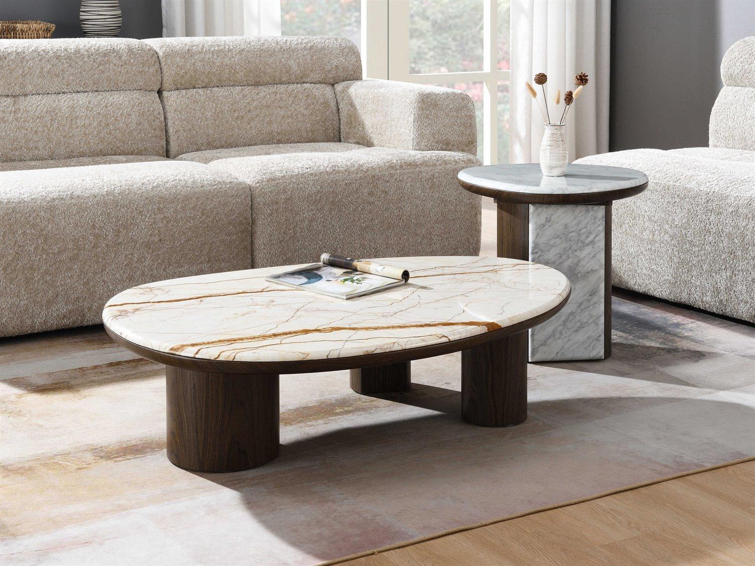 Acme Furniture Haidar Natural Marble Brown Coffee Table