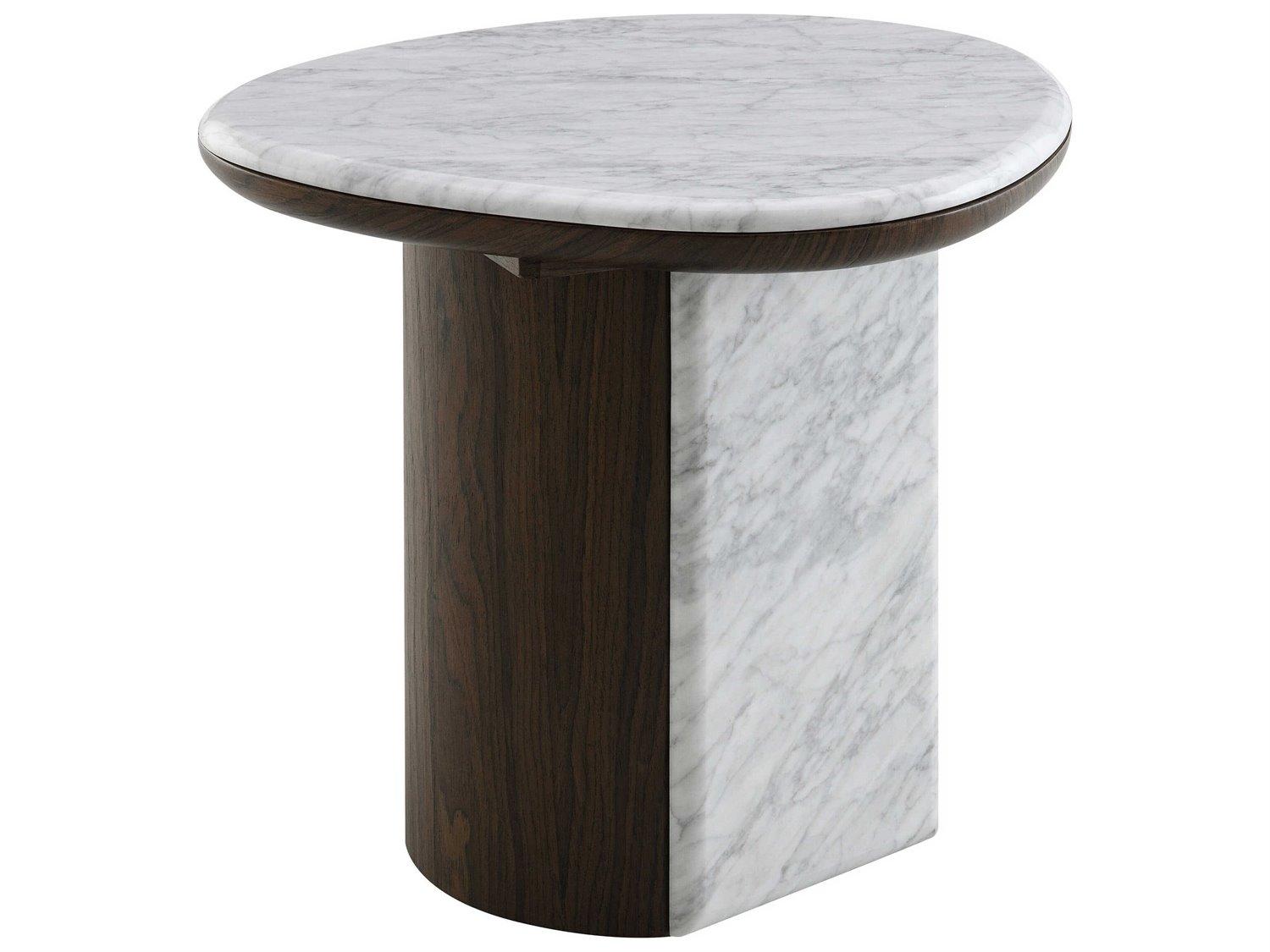 Acme Furniture Haidar Natural Marble Brown End Table