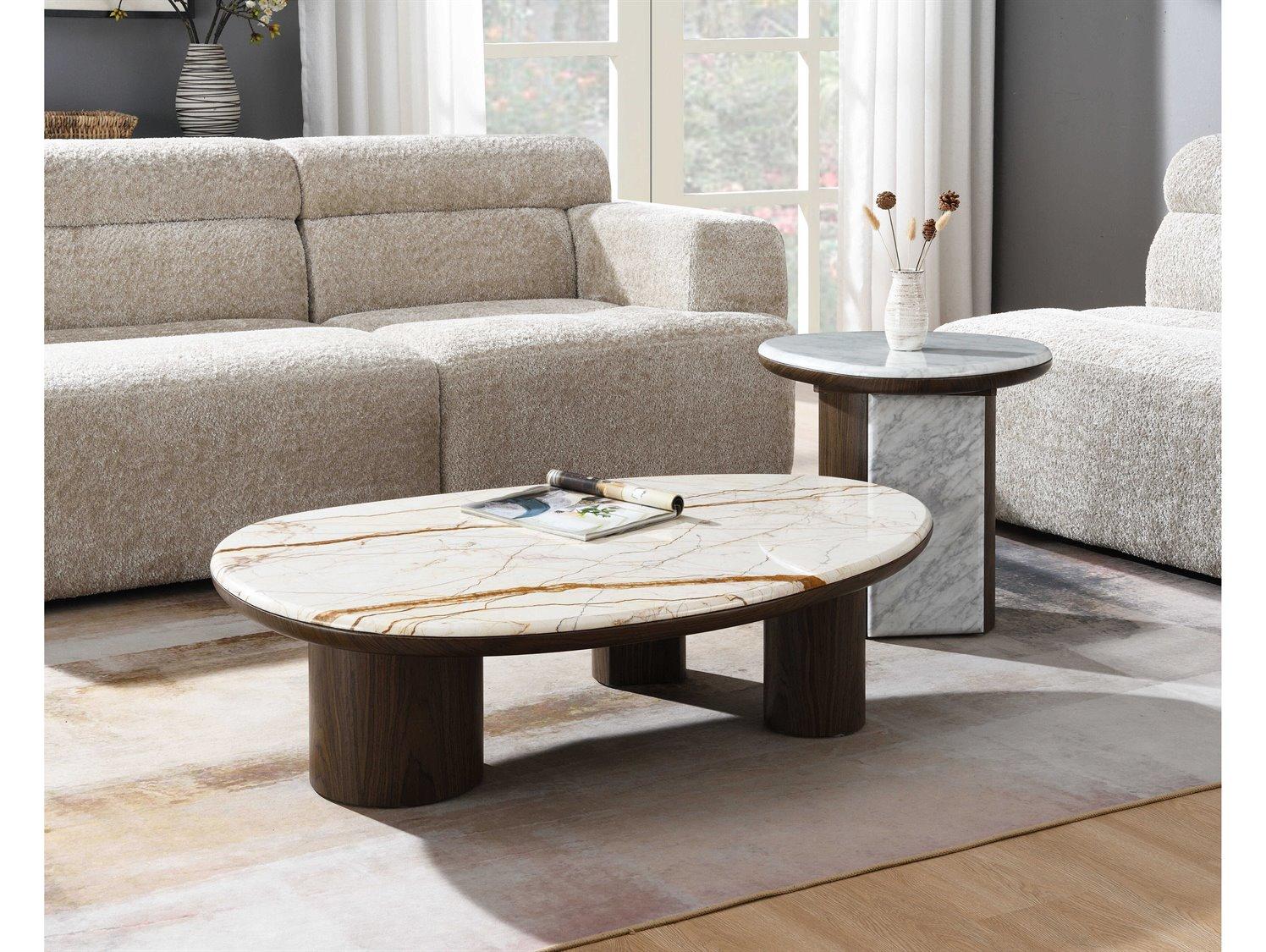 Acme Furniture Haidar Natural Marble Brown End Table