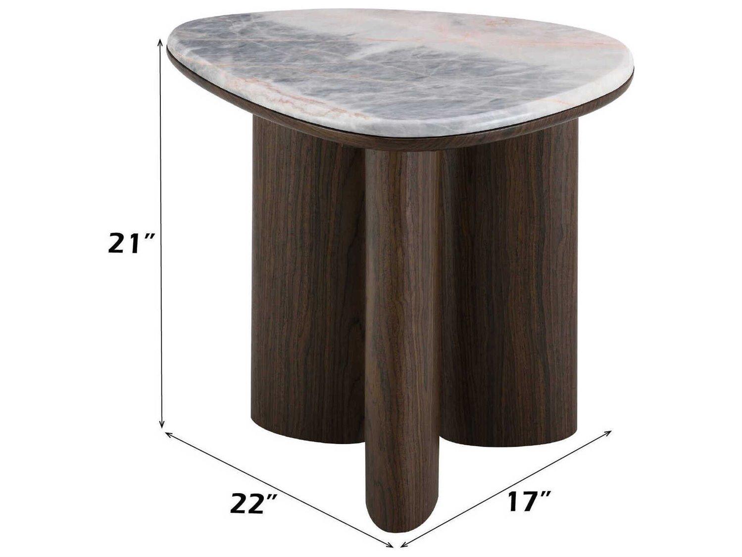 Acme Furniture Hanale Natural Marble Brown End Table