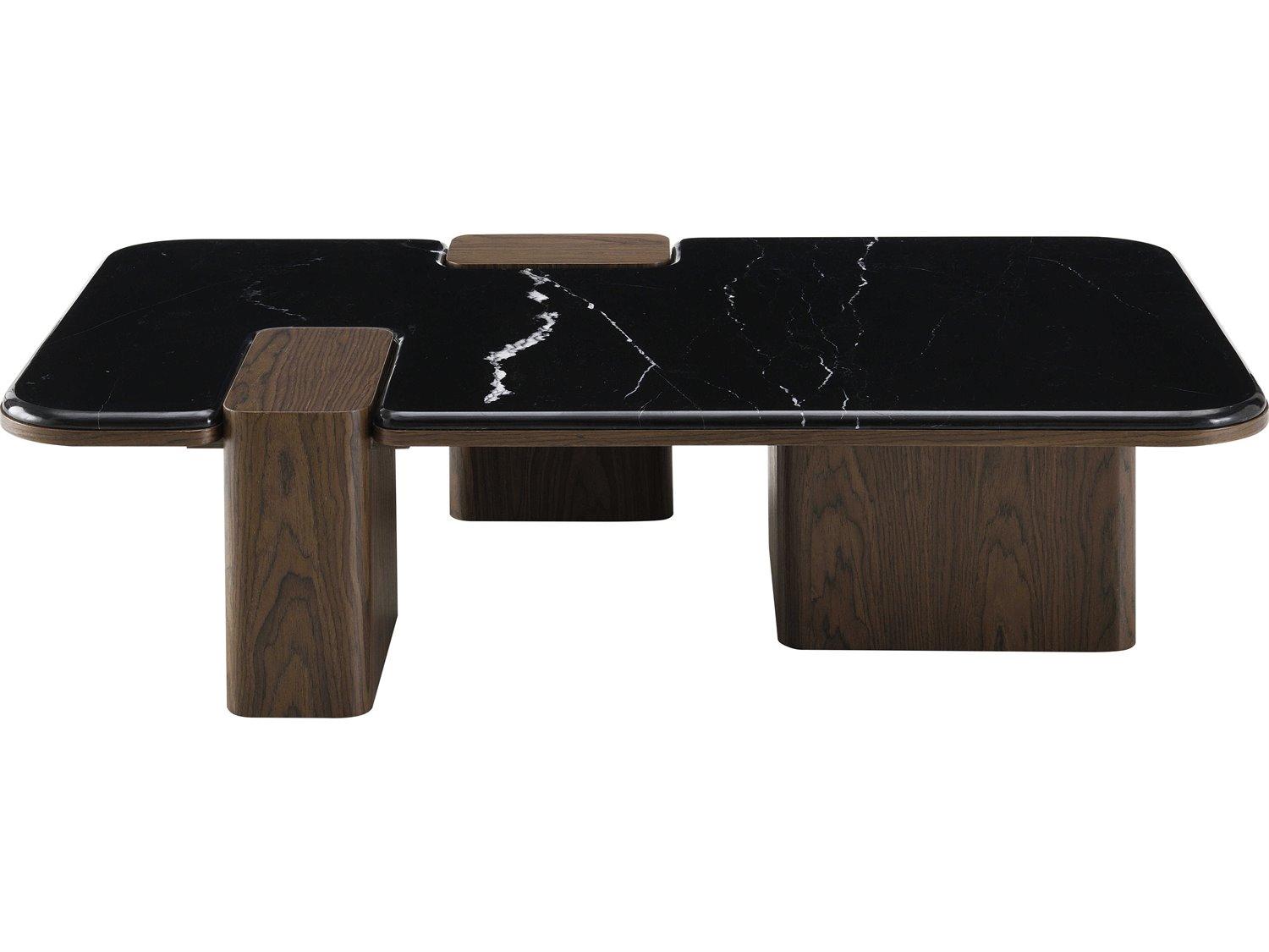 Acme Furniture Dana Rectangular Natural Marble Top Dark Walnut Coffee Table