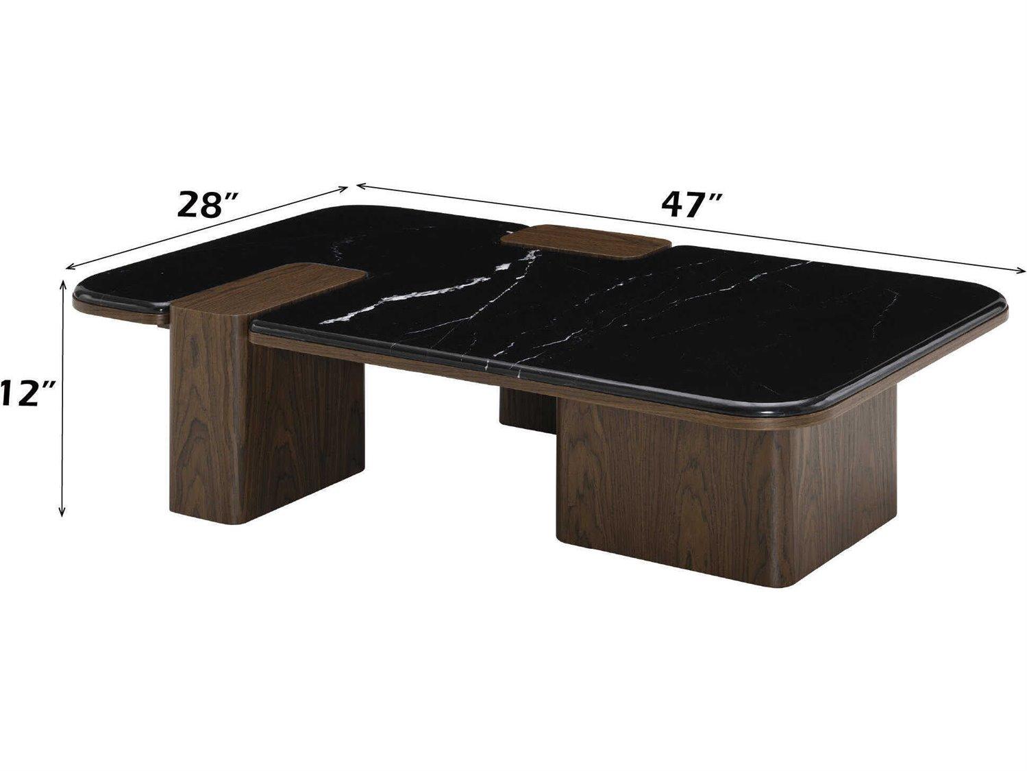 Acme Furniture Dana Rectangular Natural Marble Top Dark Walnut Coffee Table