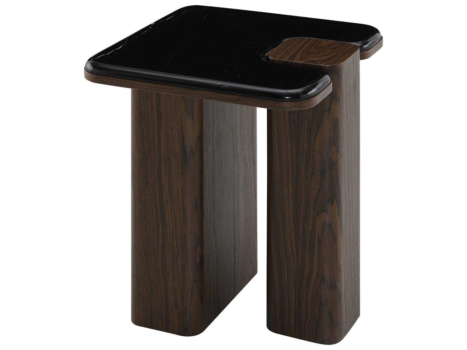 Acme Furniture Dana Square Natural Marble Top Dark Walnut End Table