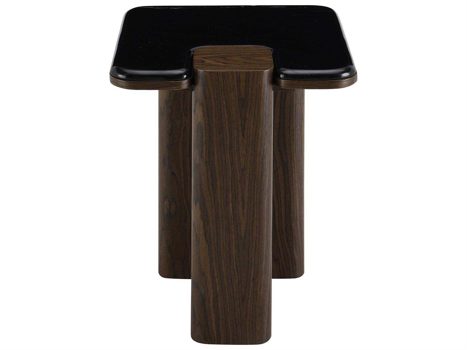 Acme Furniture Dana Square Natural Marble Top Dark Walnut End Table