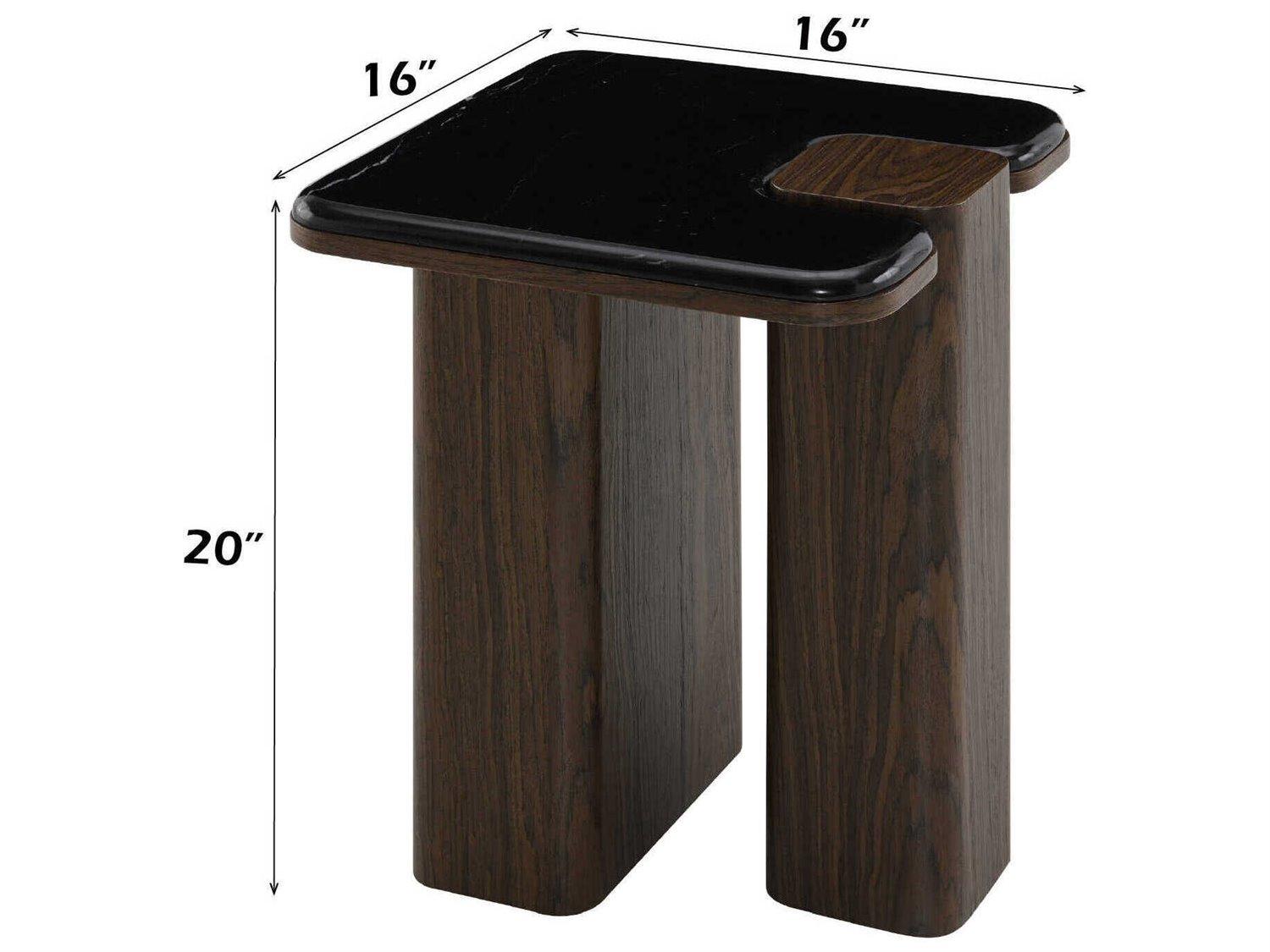 Acme Furniture Dana Square Natural Marble Top Dark Walnut End Table