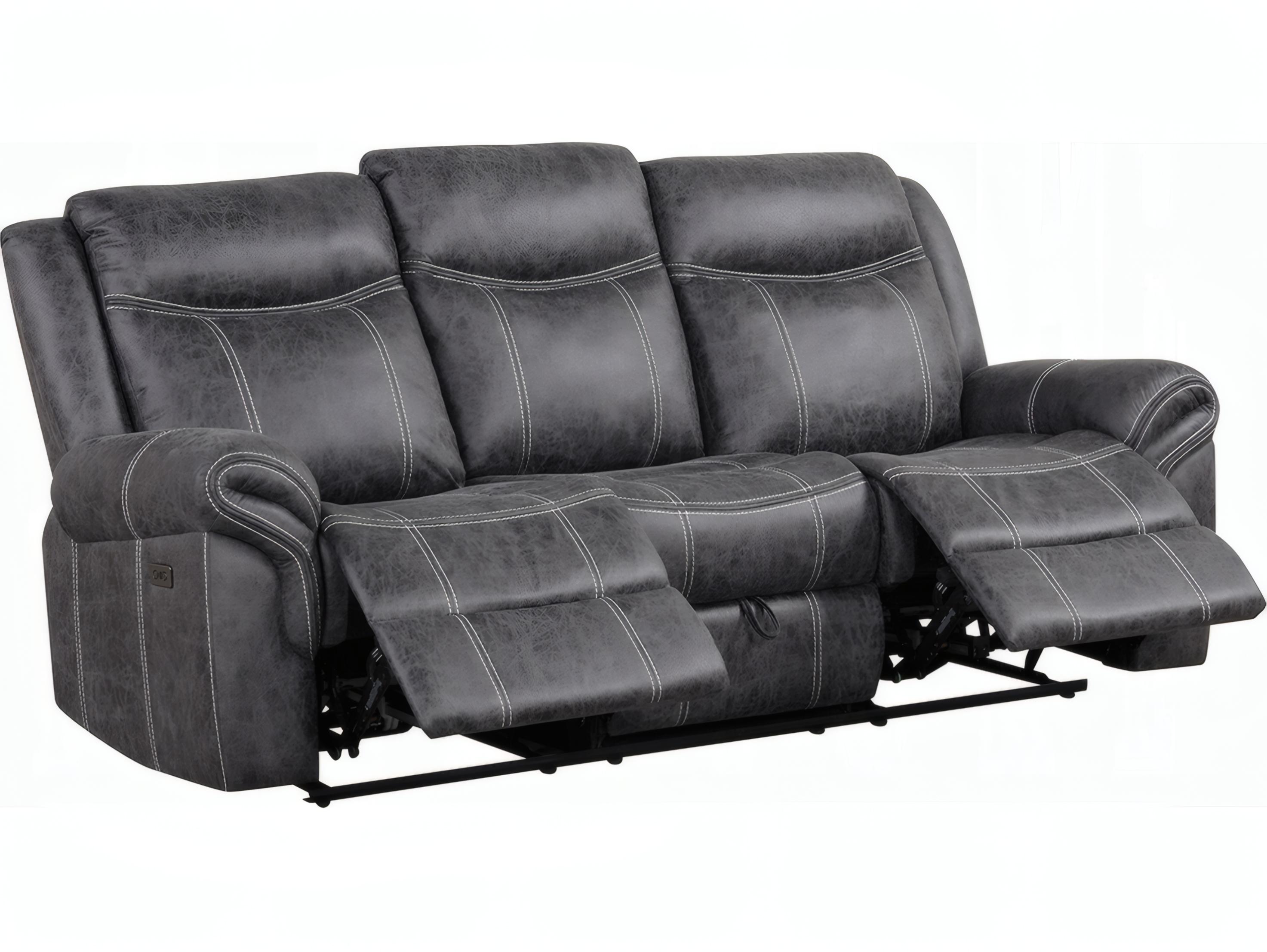 Acme Furniture Zubaida Dark Gray Polish Microfiber Velvet Upholstered Sofa