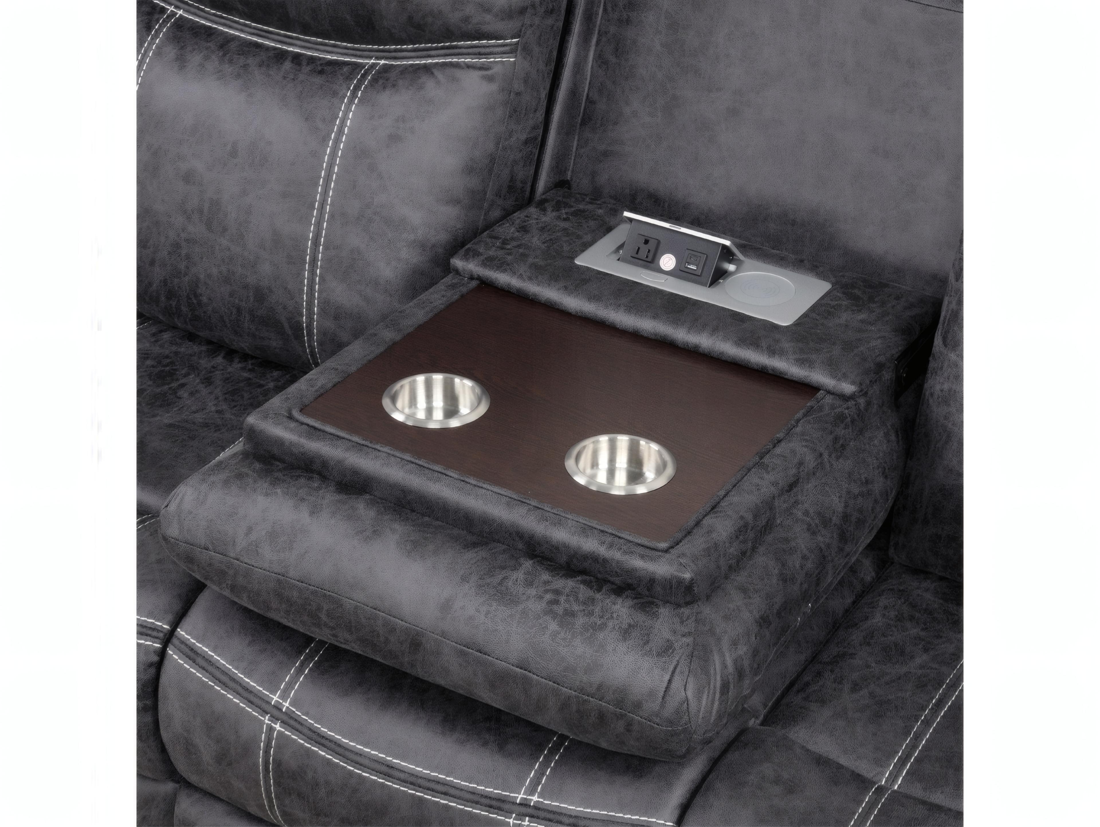 Acme Furniture Zubaida Dark Gray Polish Microfiber Velvet Upholstered Sofa