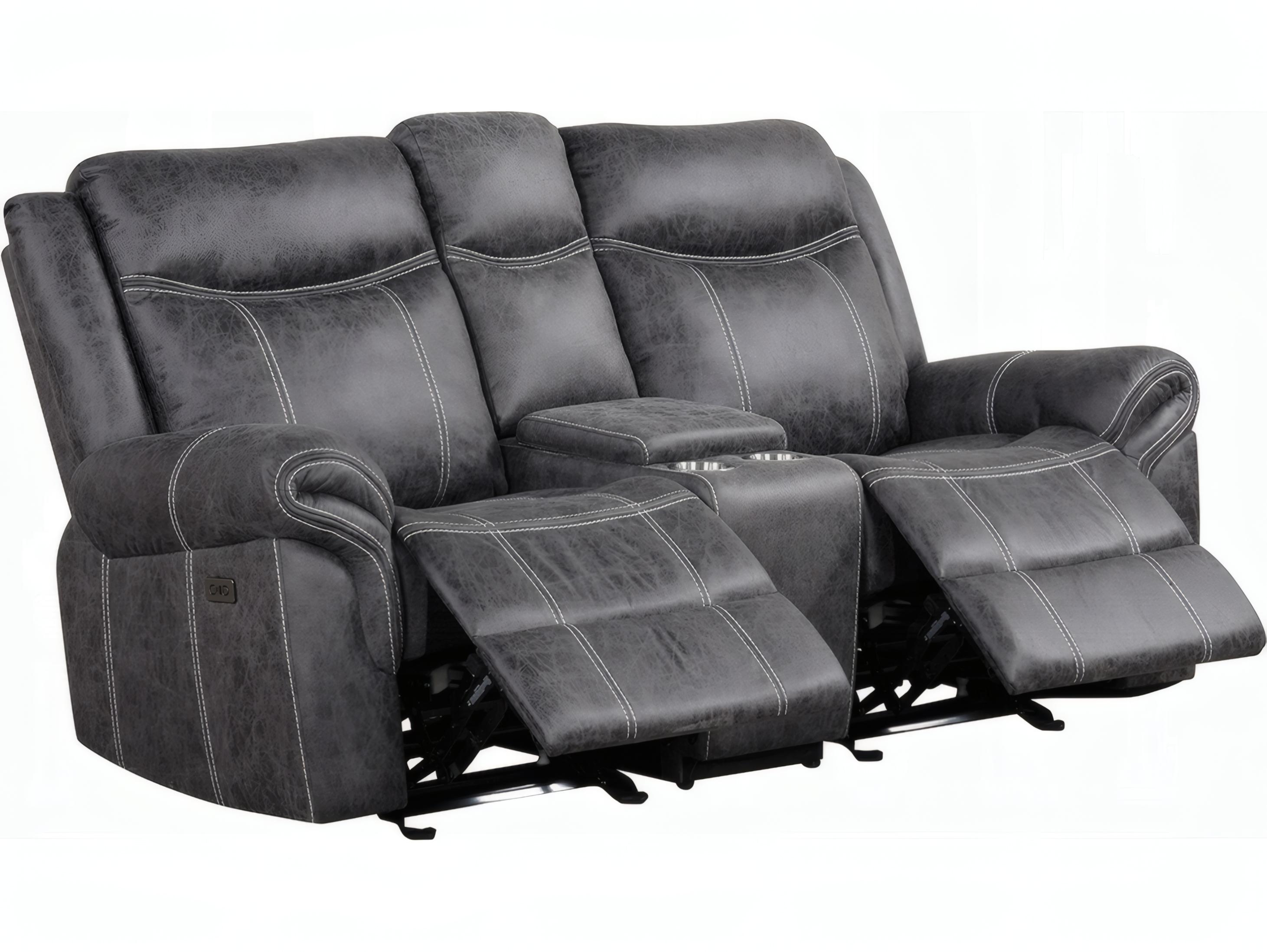 Acme Furniture Zubaida Dark Gray Polish Microfiber Upholstered Loveseat