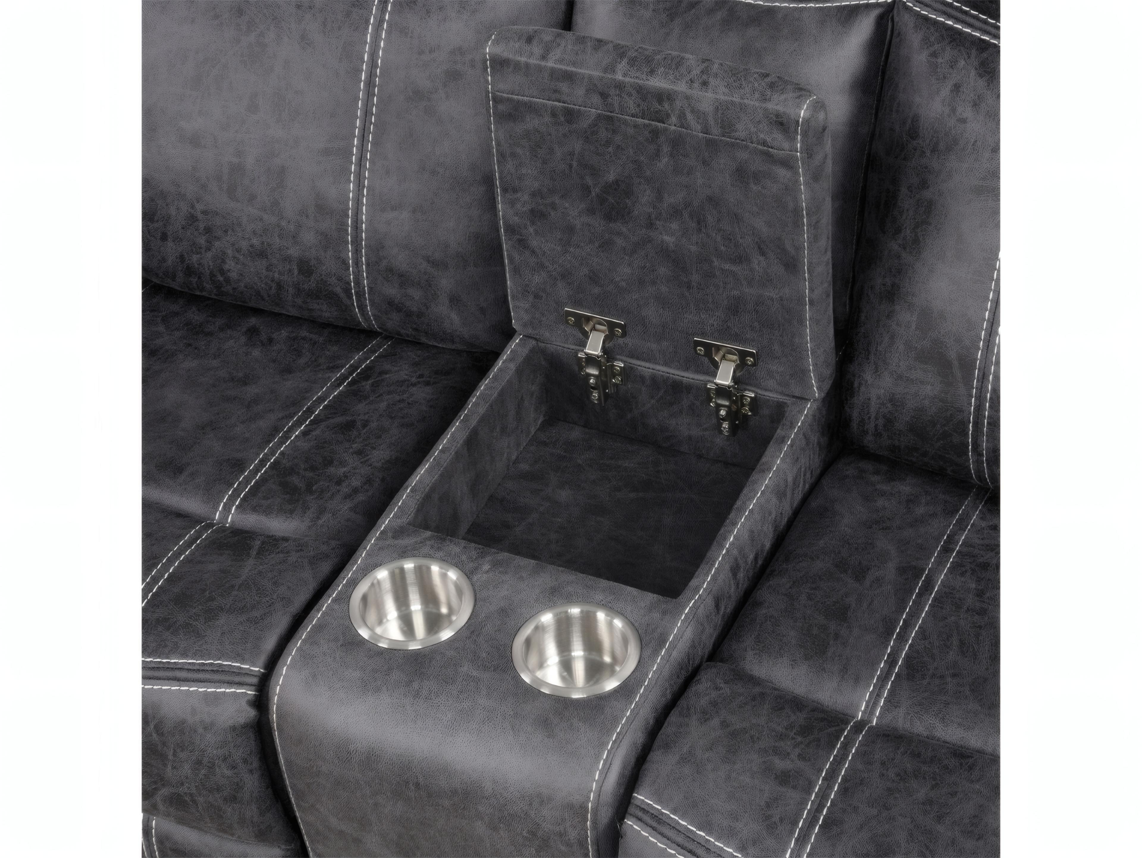 Acme Furniture Zubaida Dark Gray Polish Microfiber Upholstered Loveseat