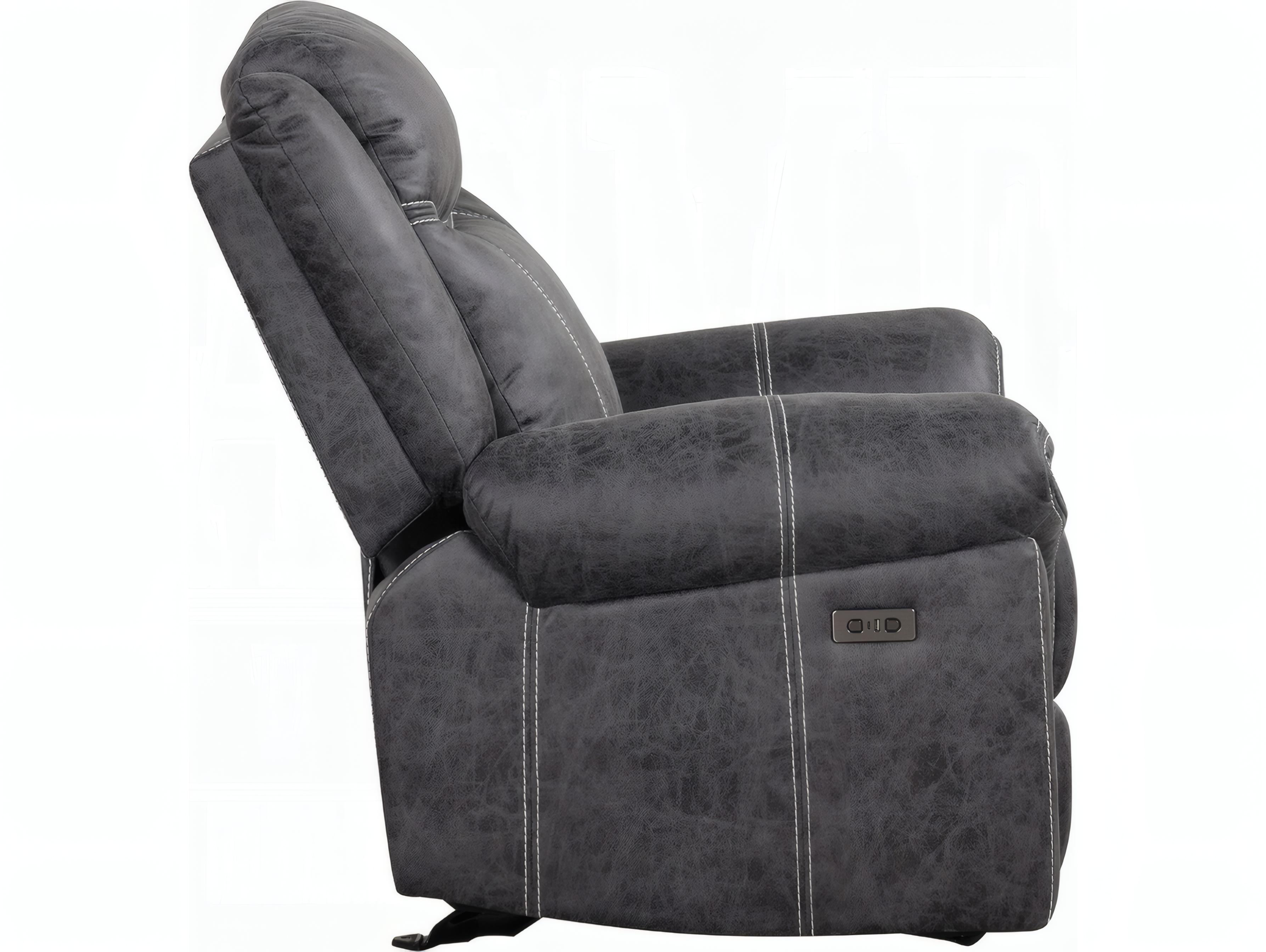 Acme Furniture Zubaida Dark Gray Polish Microfiber Upholstered Recliner