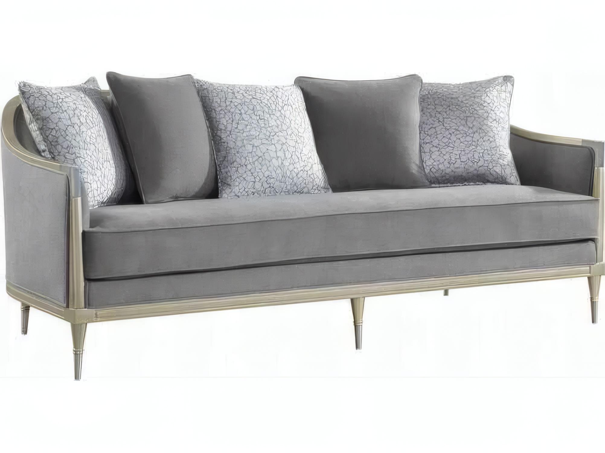 Acme Furniture Fernando Gray Chenille Champagne Upholstered Sofa